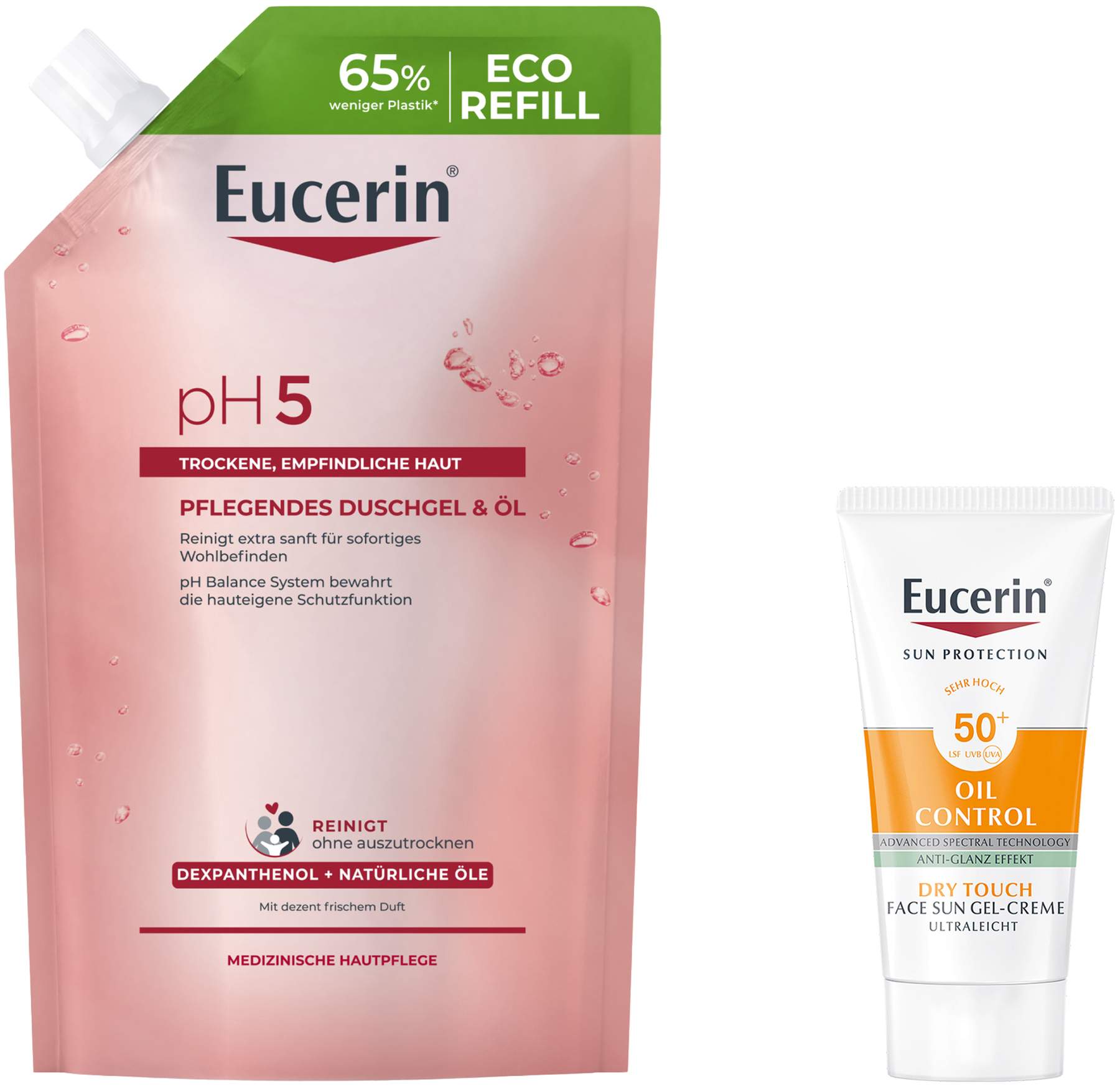 Eucerin pH5 Pflegendes Duschgel & Öl Nachfüllbeutel 400 ml + Eucerin Sun Gelcreme Oil Control 20 ml