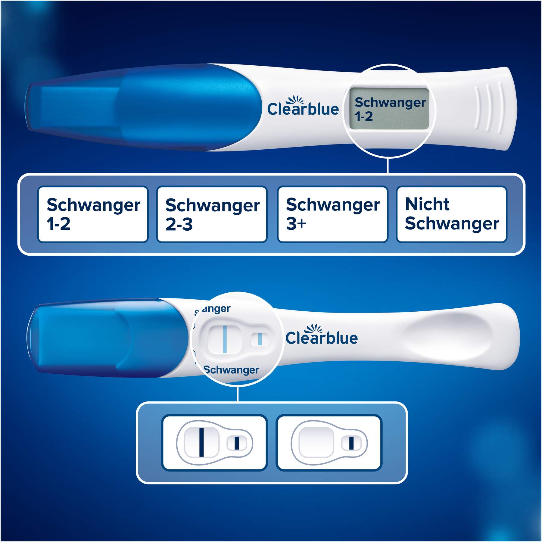 Clearblue Schwangerschaftstest frühe Erkennung und mit Wochenbestimmung 2 Teststäbchen