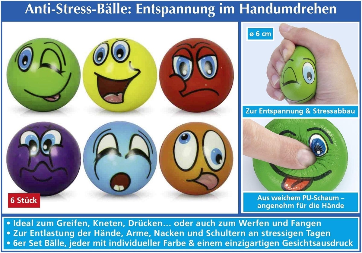 Stressbälle Set, 6-teilig