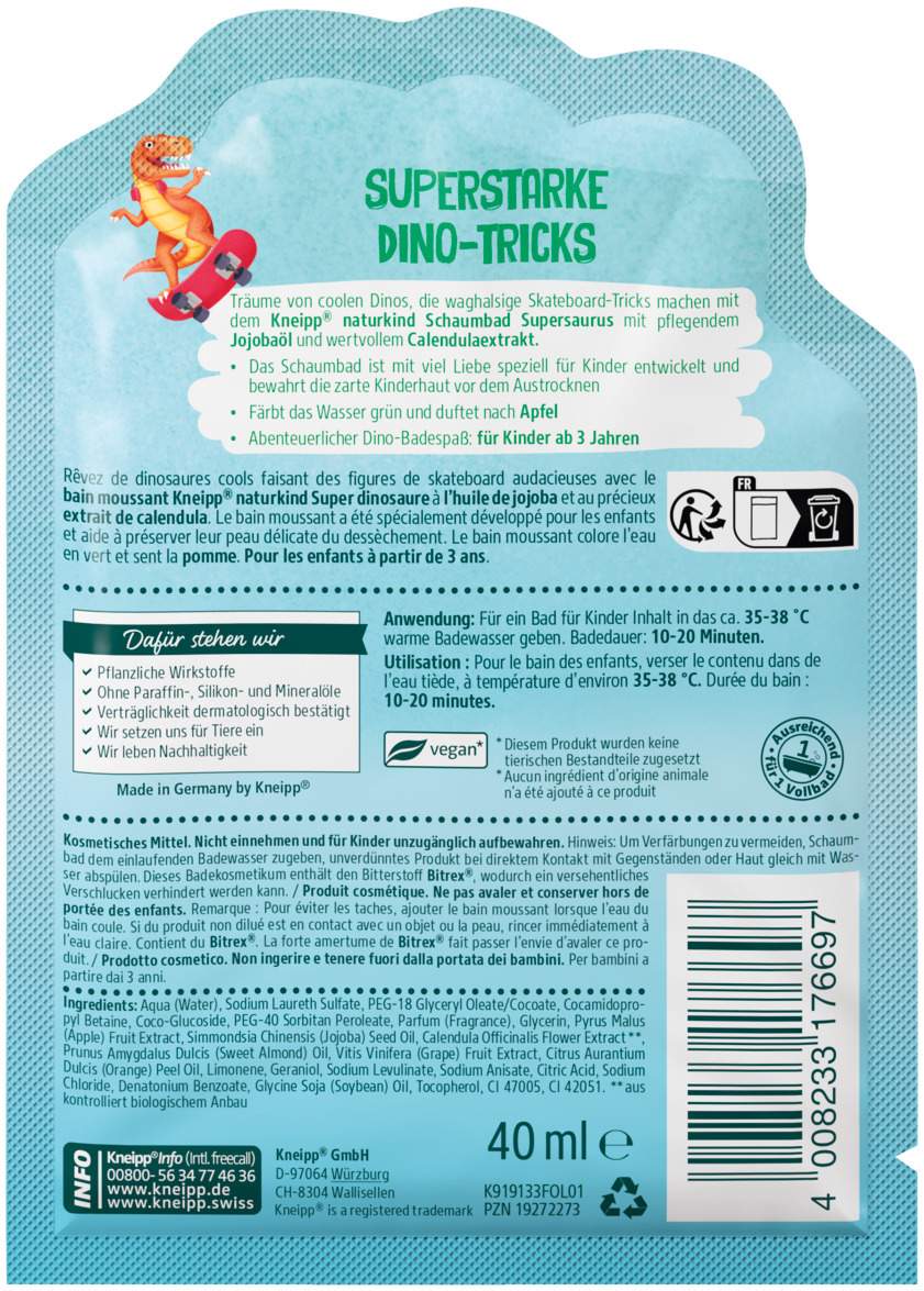 Kneipp Naturkind Schaumbad Supersaurus 40 ml