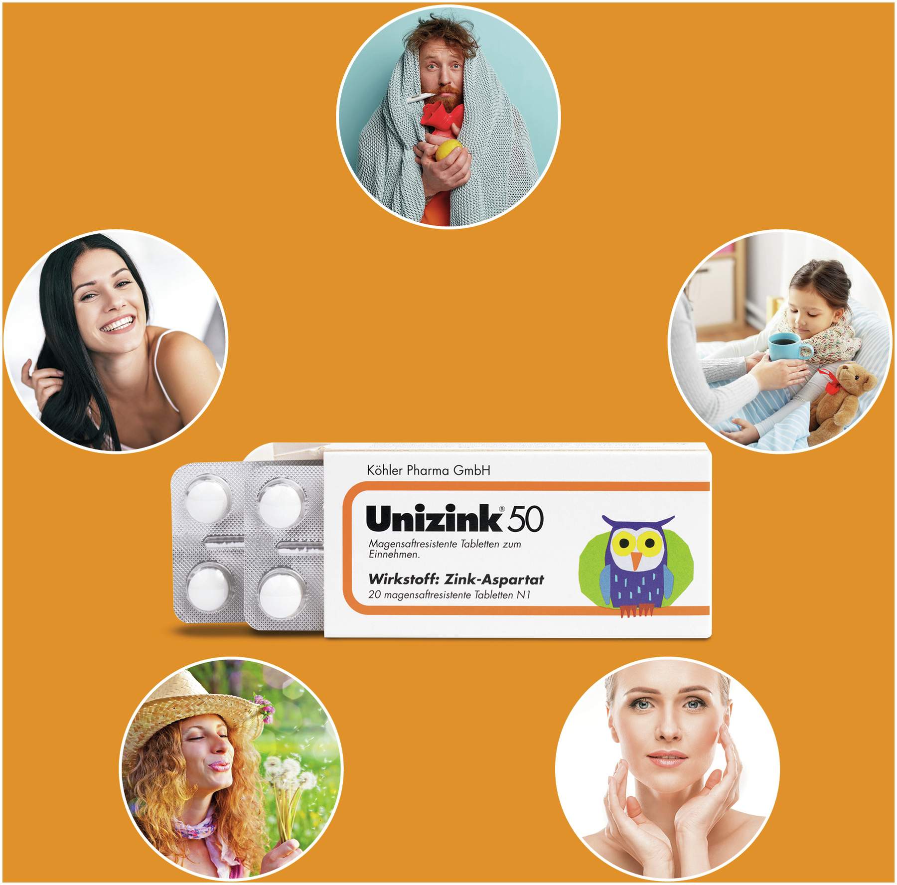Unizink 50 magensaftresistente Tabletten 20 Stück