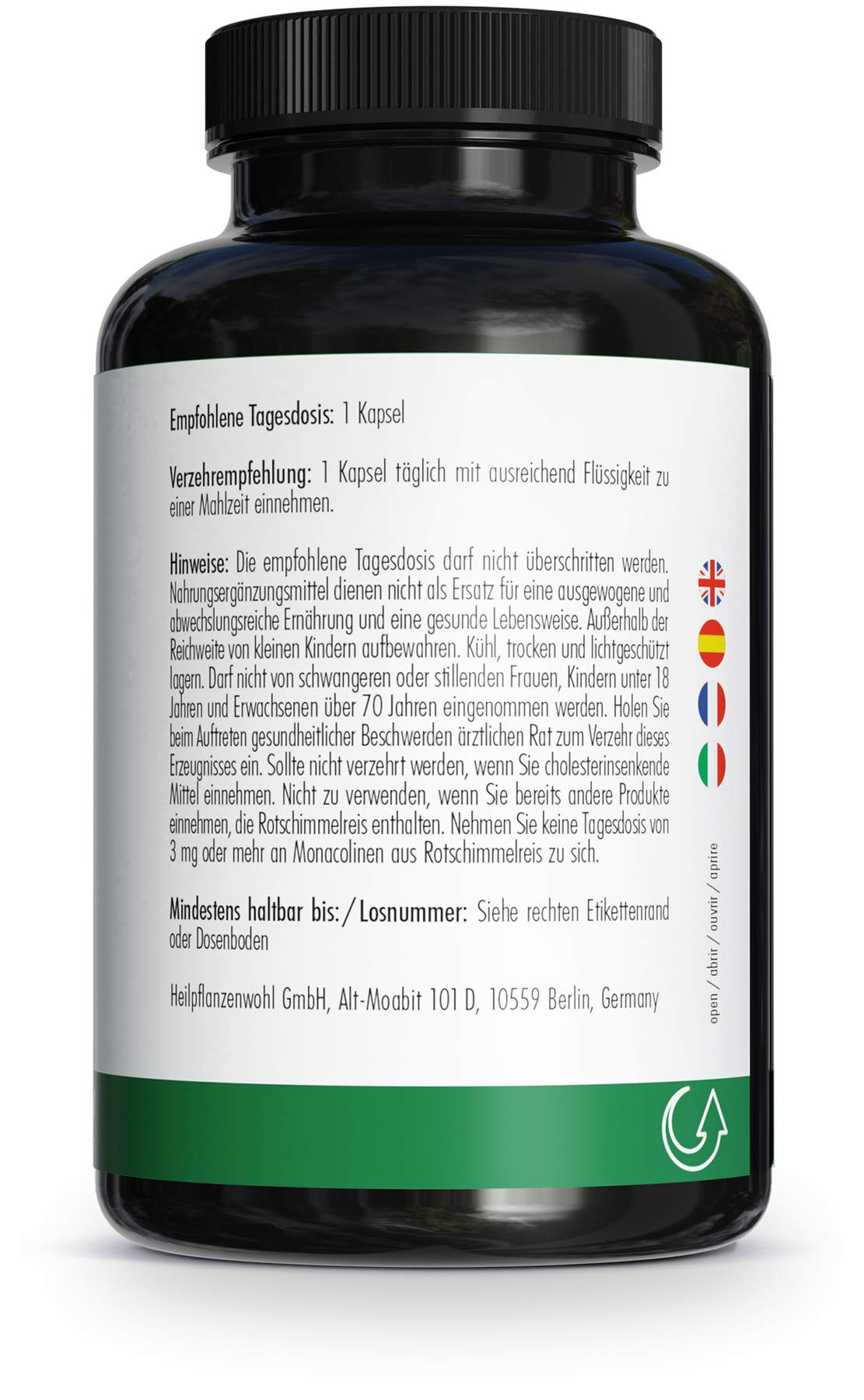Green Naturals Roter Reis Monacolin K 180 Kapseln