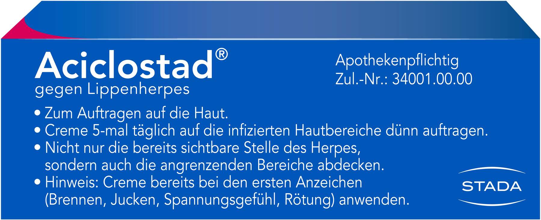 Aciclostad gegen Lippenherpes 2 g Creme