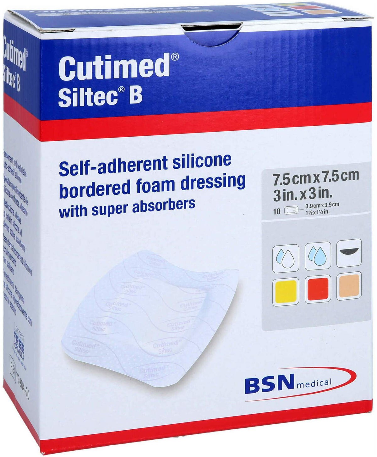 Cutimed Siltec B Schaumverb. 7,5 X 7,5 cm M.Haftr. 10 Stück