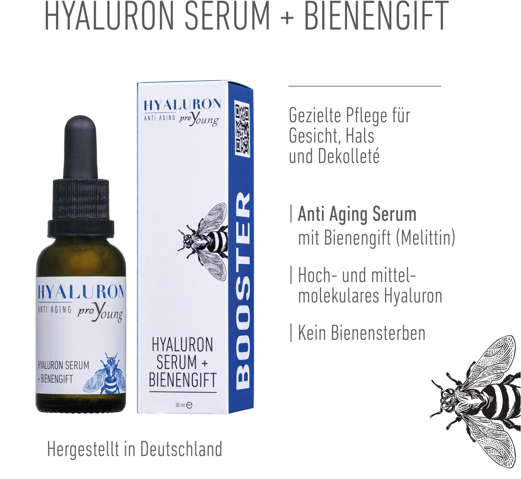 Hyaluron Anti-Aging Serum proYoung mit Bienengift 30 ml