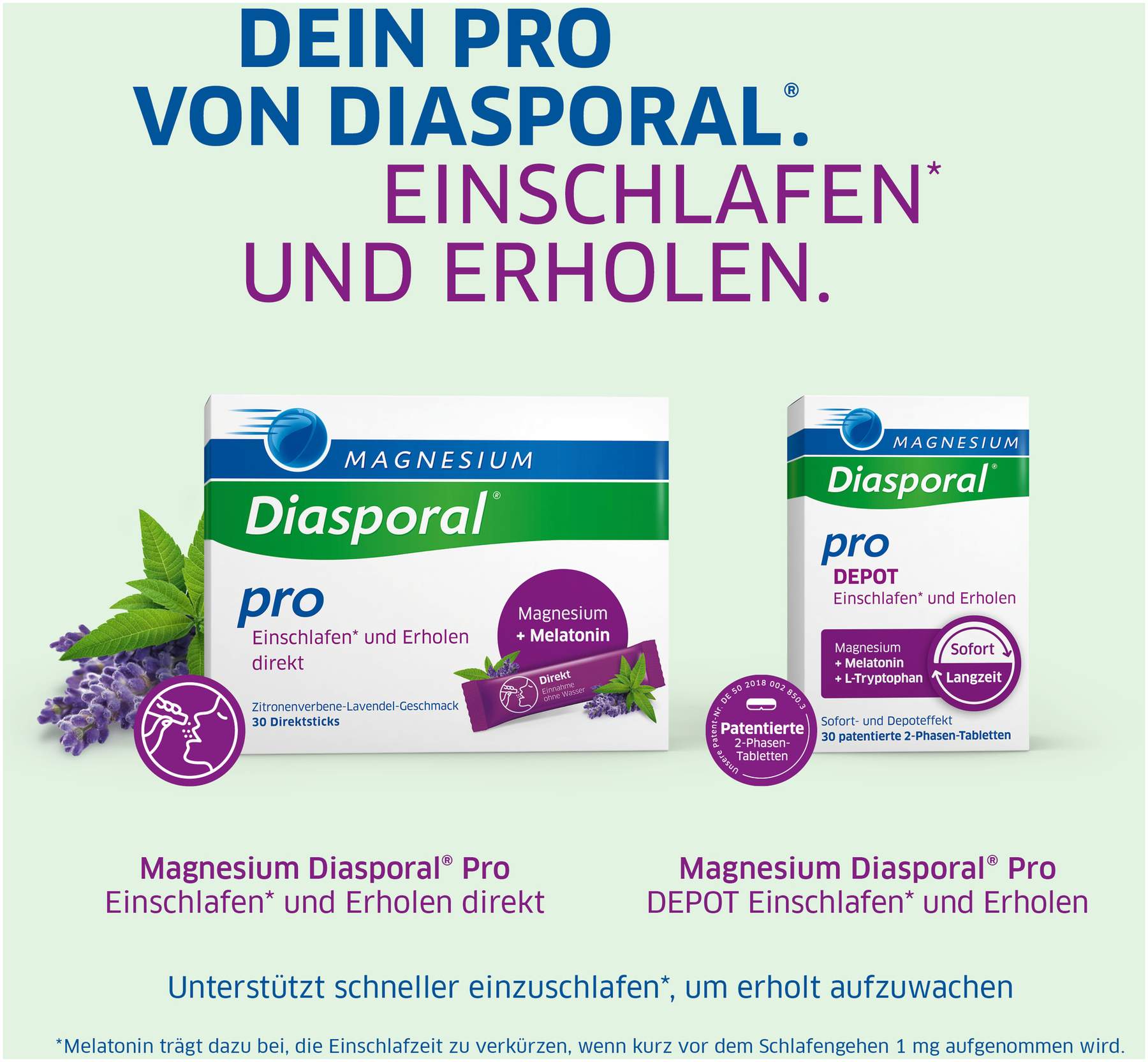 Magnesium Diasporal pro Einschlafen und erholen Direktgranulat 30 Sticks
