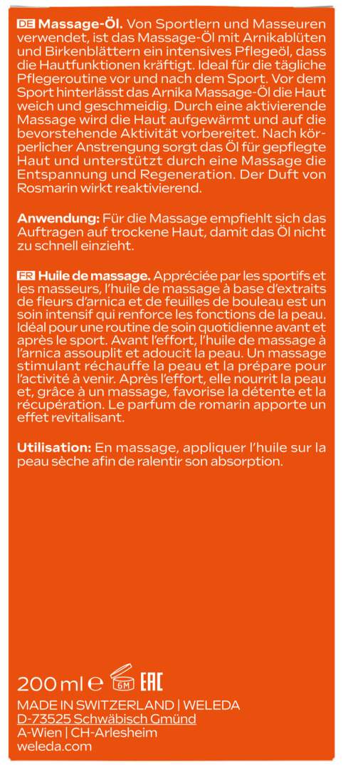 Weleda Sport Massage-Öl Arnika 200 ml
