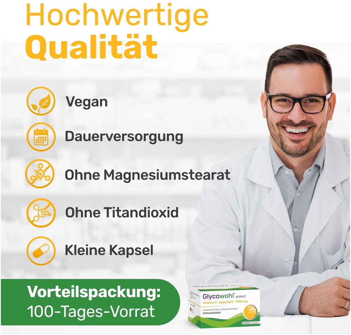 Glycowohl Vitamin C 1000 mg + Quercetin Für das Immunsystem 200...