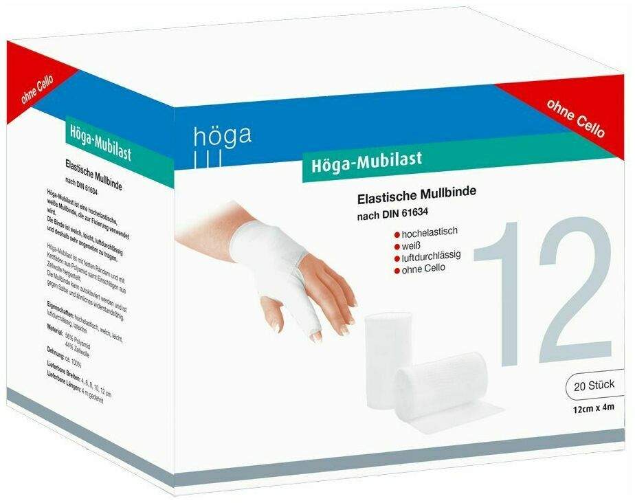 Höga Mubilast Fixierbinde 12cmx4m Ohne Cellophan
