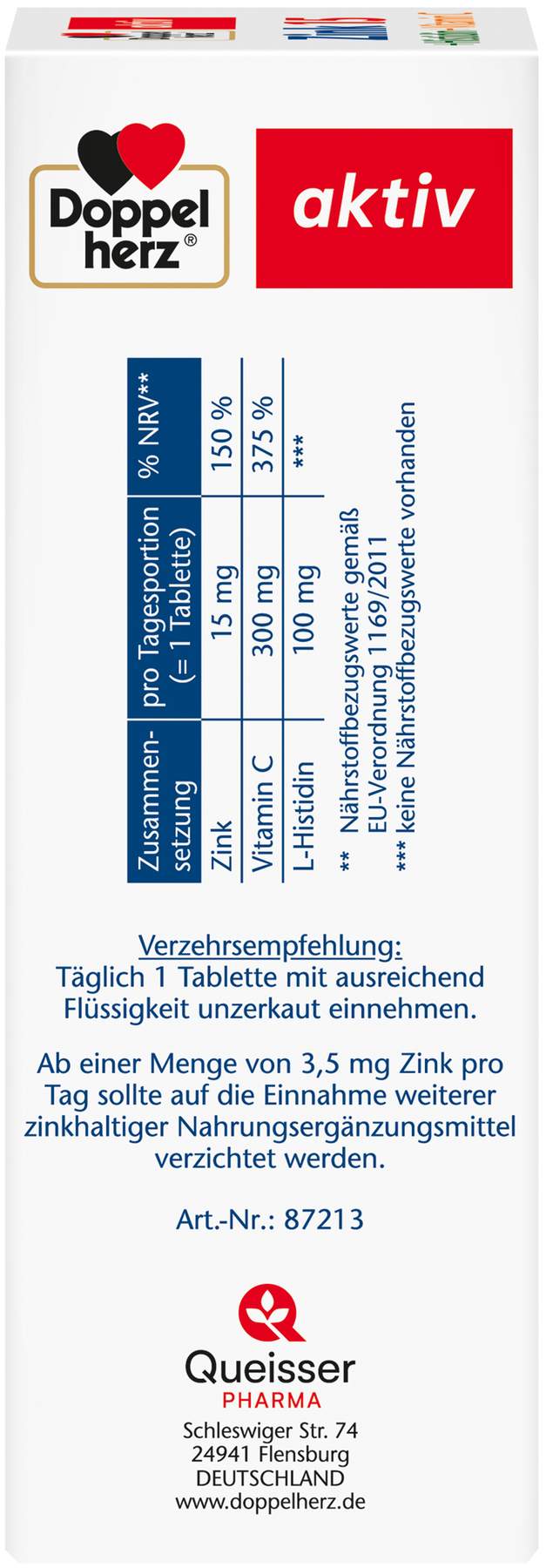 Doppelherz Aktiv Zink + Histidin + Vitamin C Depot Aktiv 100...