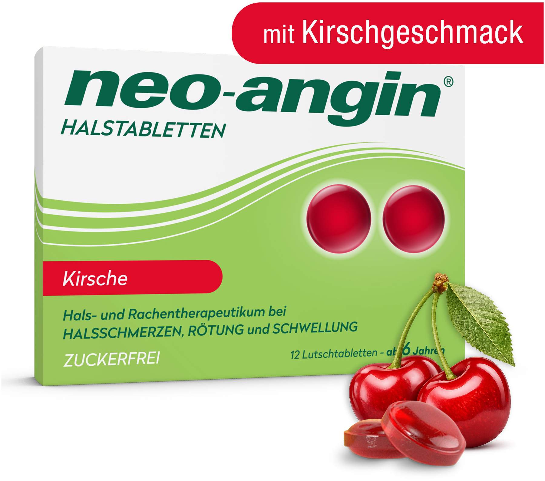 neo Angin Halstabletten Kirsche Zuckerfrei 12 Lutschtabletten