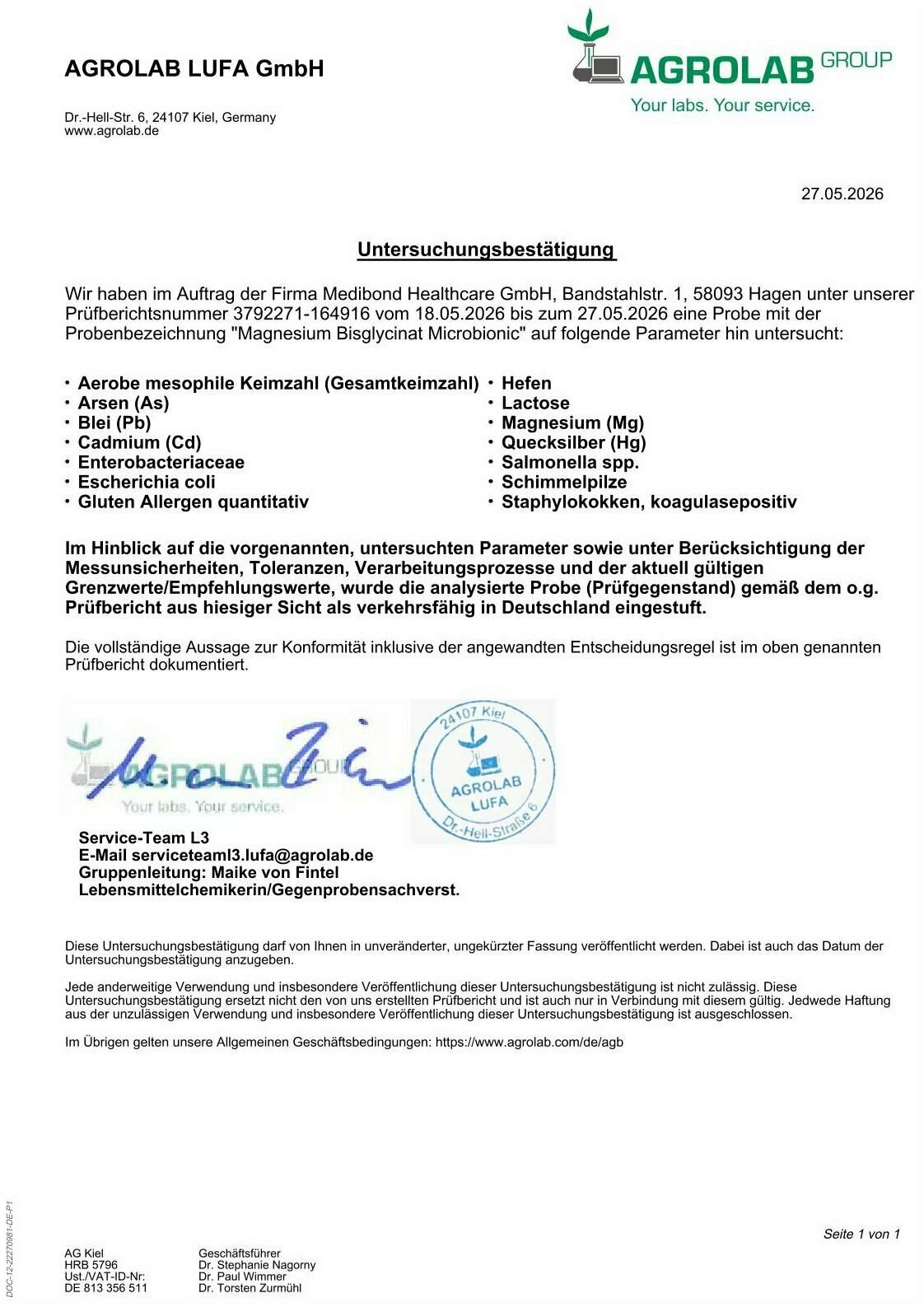 Magnesium Bisglycinat Microbionic 180 Tabletten