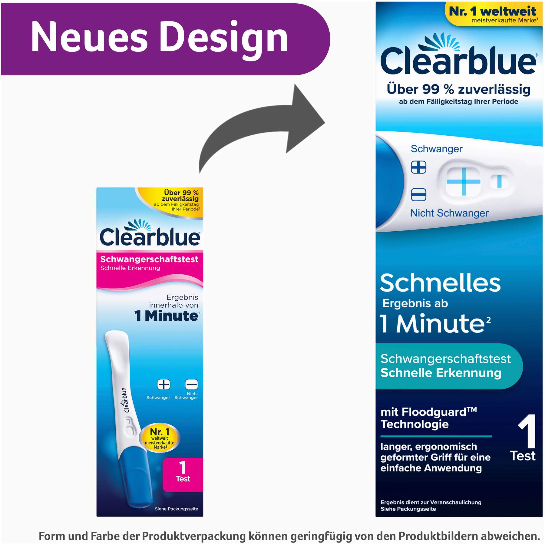 Clearblue Schwangerschaftstest schnelle Erkennung 1 Test