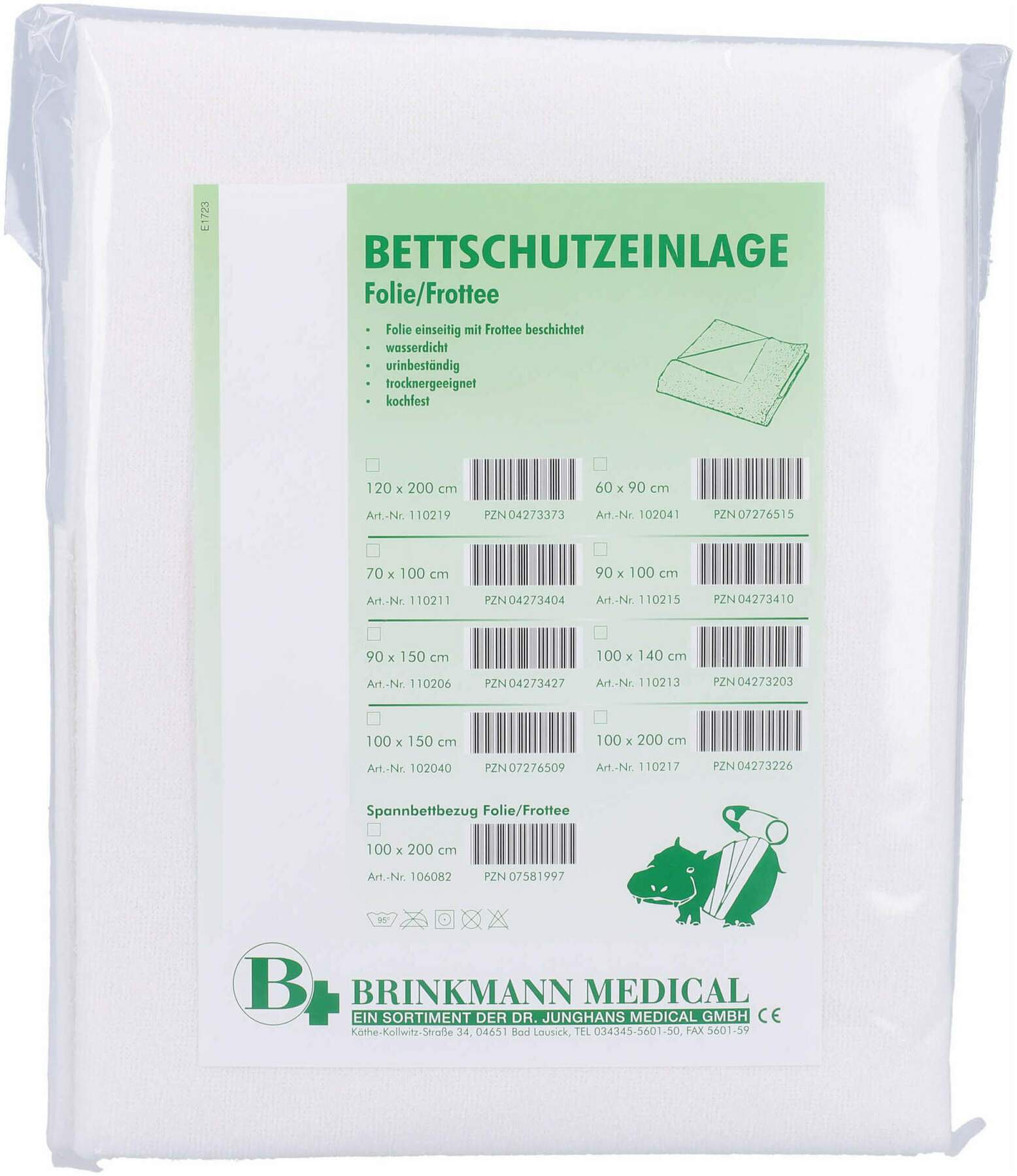Bettschutzeinlage Folie Frottee 100x150cm