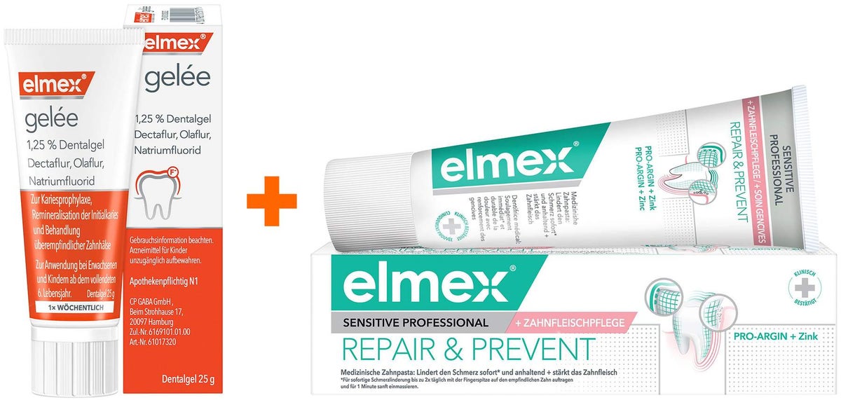 Elmex Gelee 25 g + Elmex Sensitive Professional Repair & Prevent Zahncreme 75 ml
