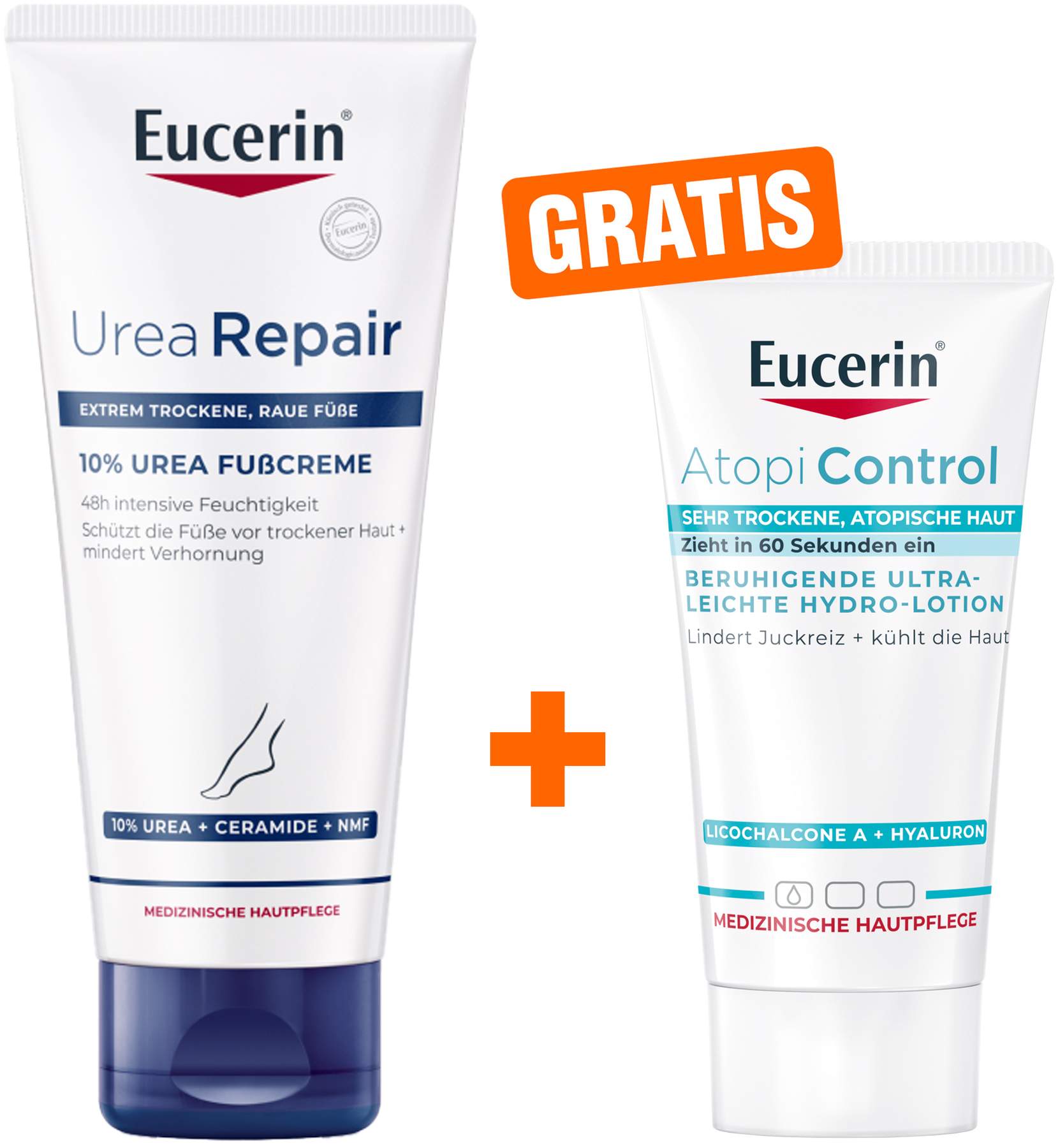 Eucerin UreaRepair Fußcreme 10% 100 ml + gratis AtopiControl Hydro-Lotion 20 ml