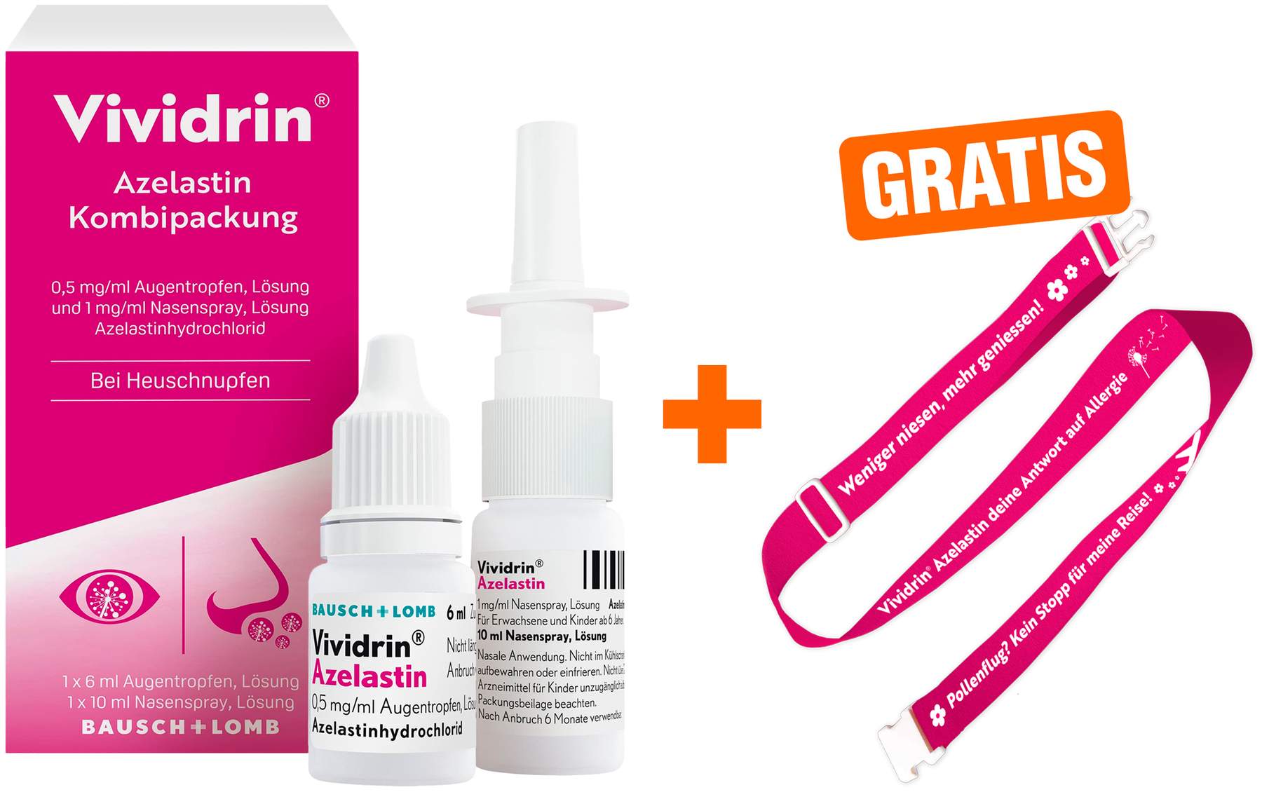 Vividrin Azelastin 1 Kombipackung + gratis Kofferband 1 Stück
