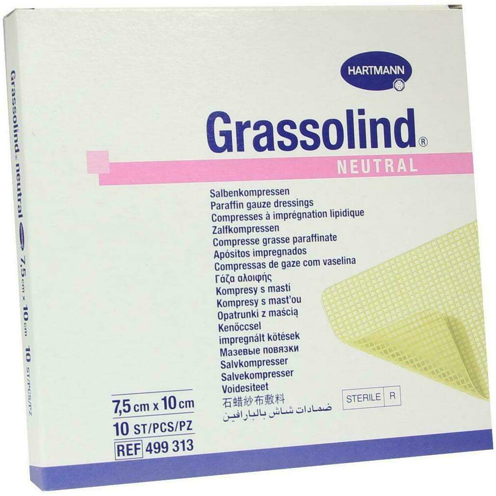 Grassolind Salbenkompressen 7,5 X 10 cm Steril 10 Kompressen
