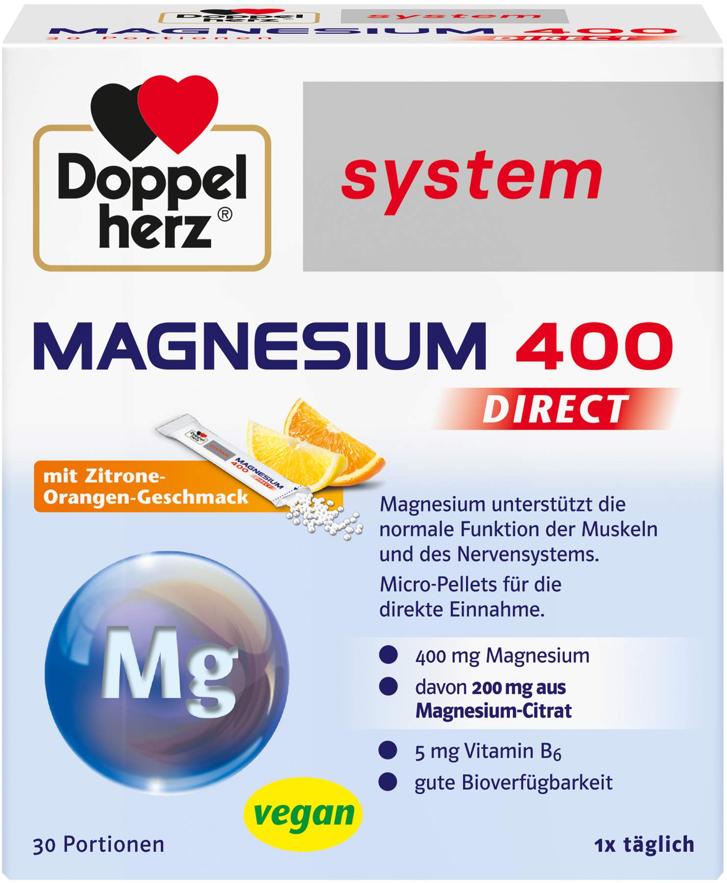 Doppelherz Magnesium 400 Direkt System 30 Portionsbeutel