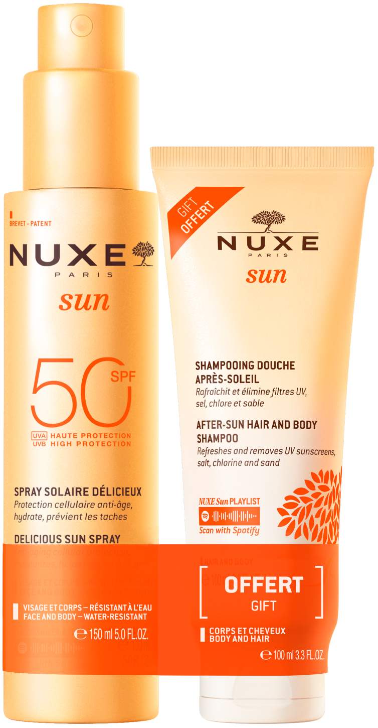 NUXE Sun Set Sonnenspray Gesicht & Körper LSF 50 150 ml + gratis After Sun Duschshampoo 100 ml