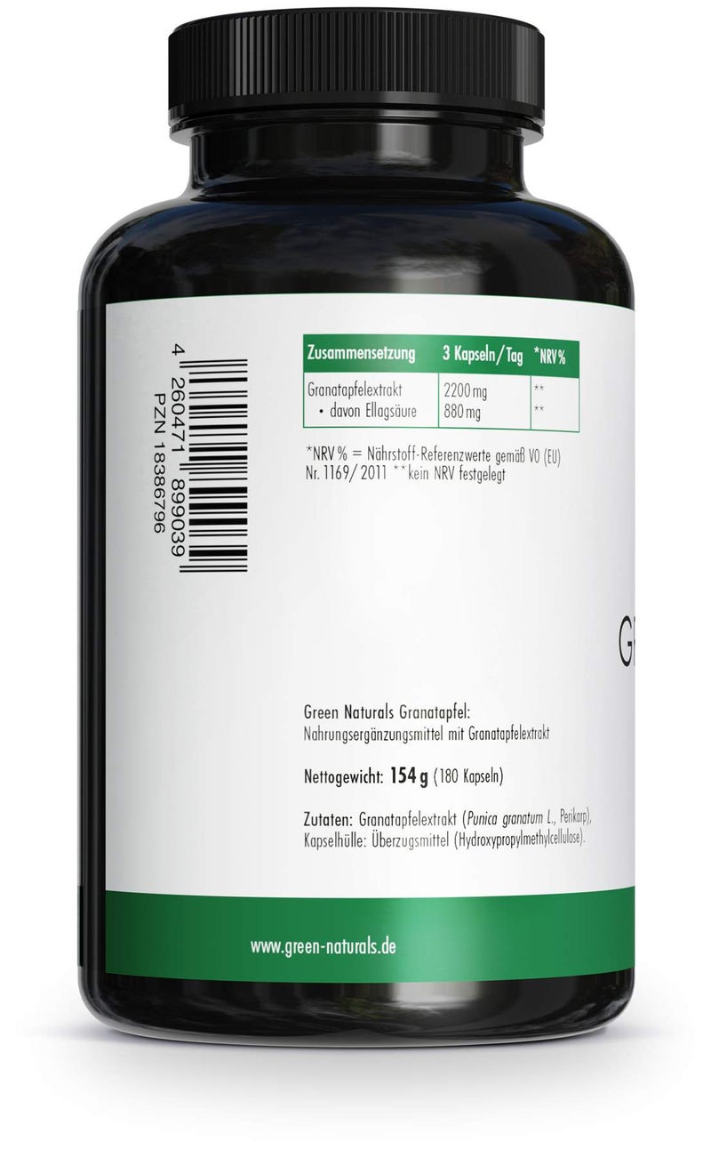 Green Naturals Granatapfel+40% Ellagsäure 180 Kapseln