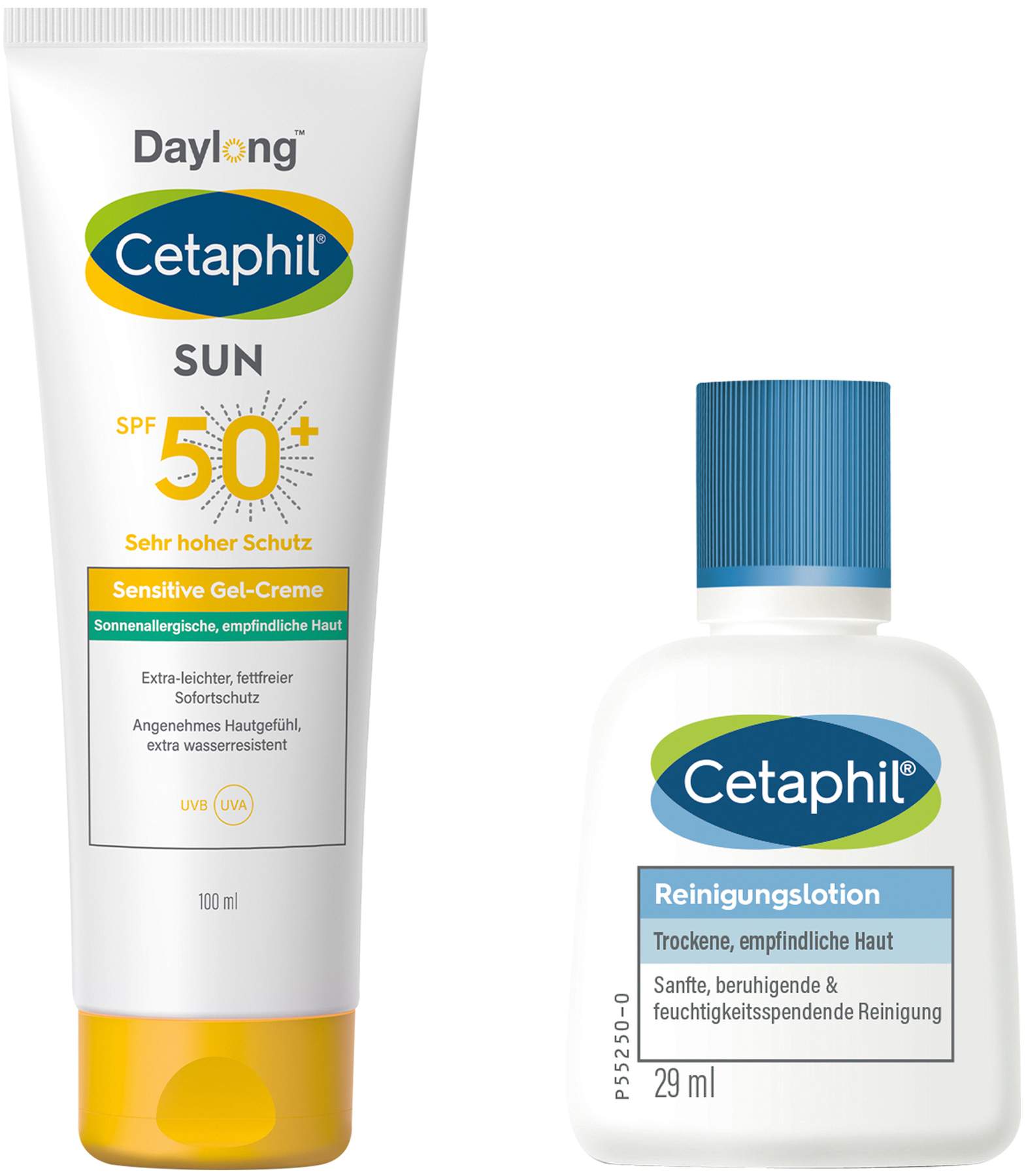 Cetaphil Sun Daylong SPF 50+ sensitives Gel 100 ml + gratis Cetaphil Reinigungslotion 29 ml