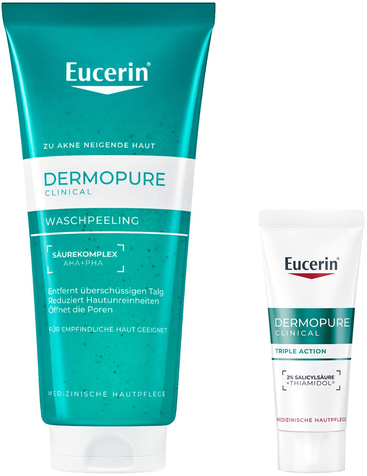 Eucerin DermoPure Clinical Waschpeeling 100 ml + gratis Eucerin DermoPure Clinical Triple Action 7 ml Serum