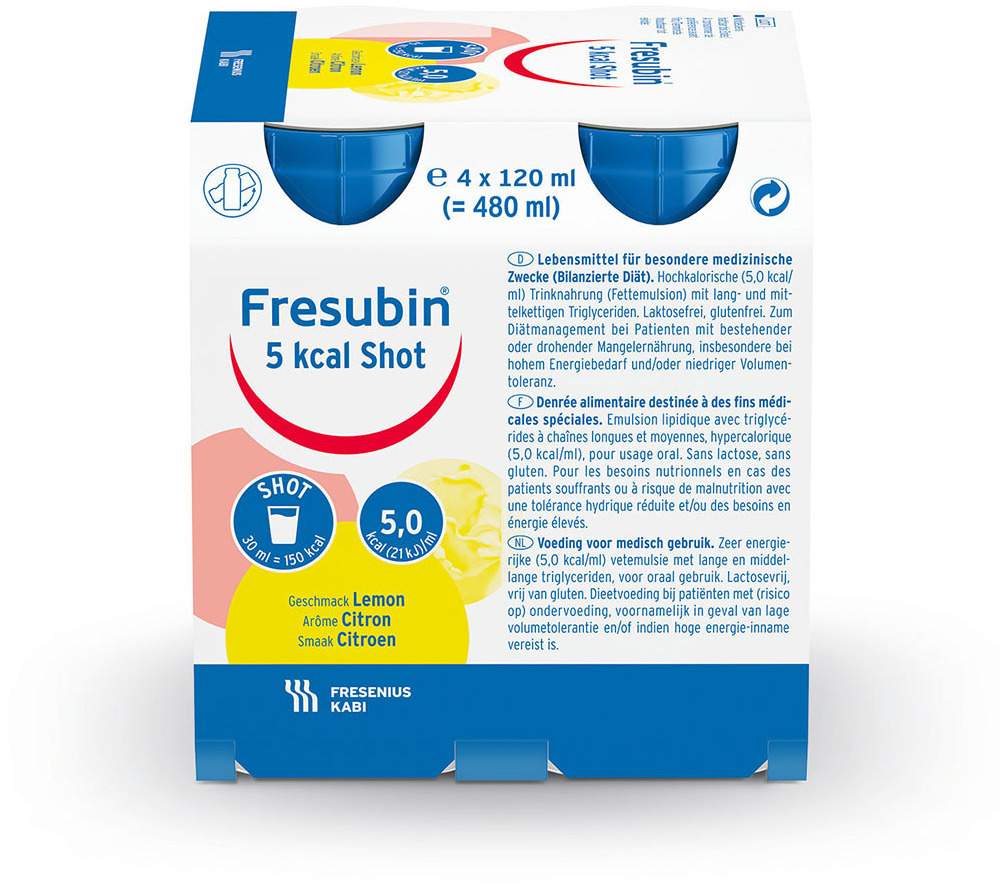 Fresubin 5 Kcal Shot Lemon Lösung 4 X 120 ml Lösung