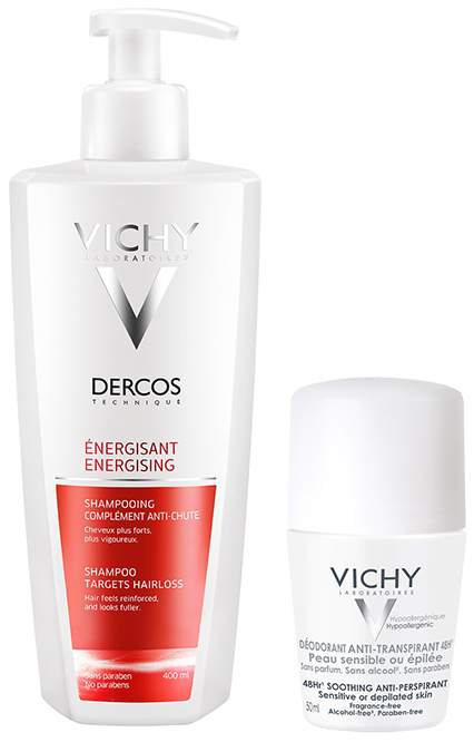 Vichy Dercos Vital Shampoo mit Aminexil 400ml + gratis Deo Roll-On Anti Flecken 48h 50 ml