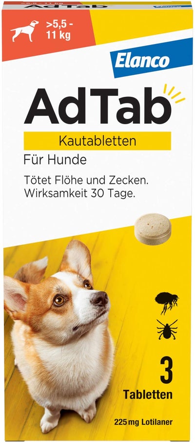 AdTab 225 mg für mittelgroße Hunde (5,5-11 kg) 3 Kautabletten