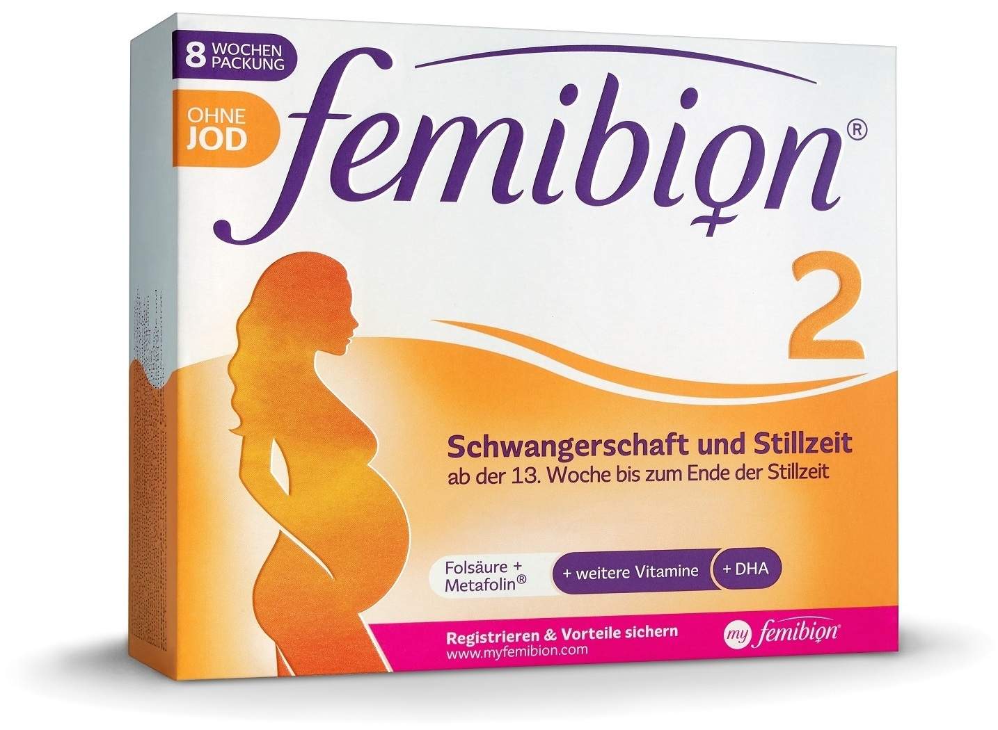 Femibion 2 Schwangerschaft ohne Jod 2 x 60 Tabletten und Kapseln Kombipackung
