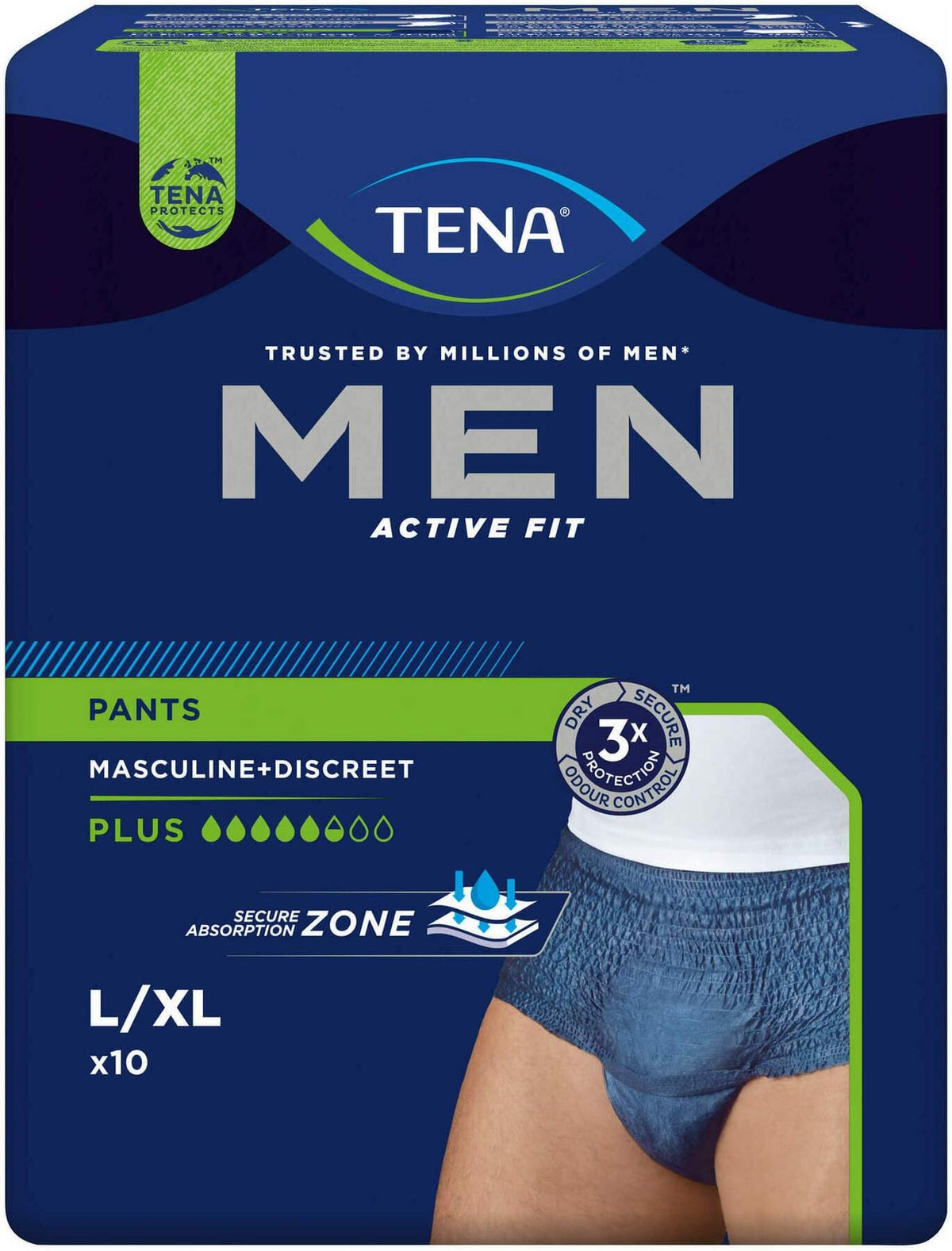 Tena Men Active Fit Inkontinenz Pants Plus L-Xl Blau 10 Stück