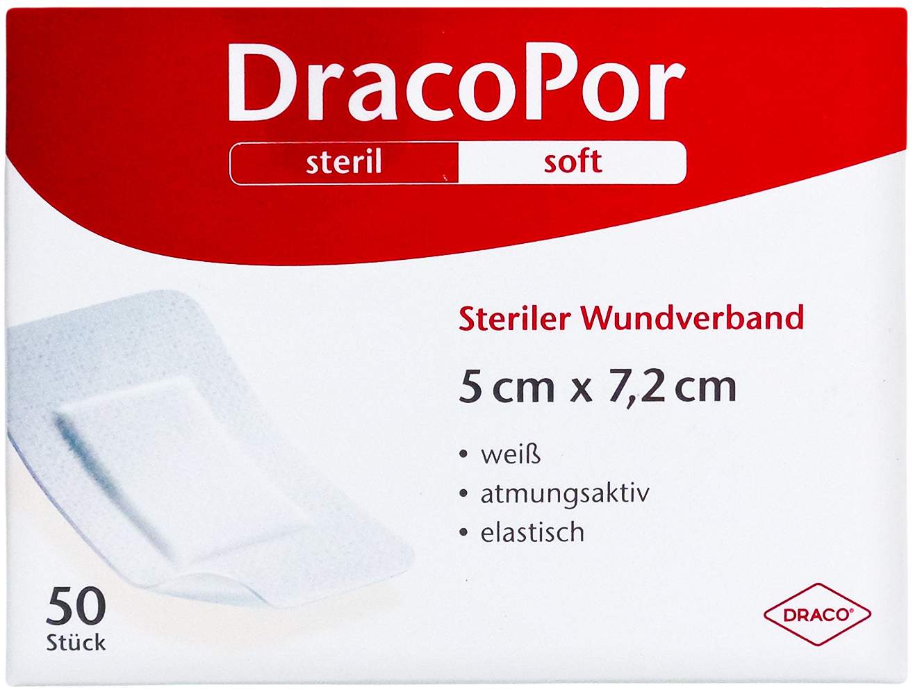 Dracopor Wundverband 5 X 7,2 cm Steril 50 Stück