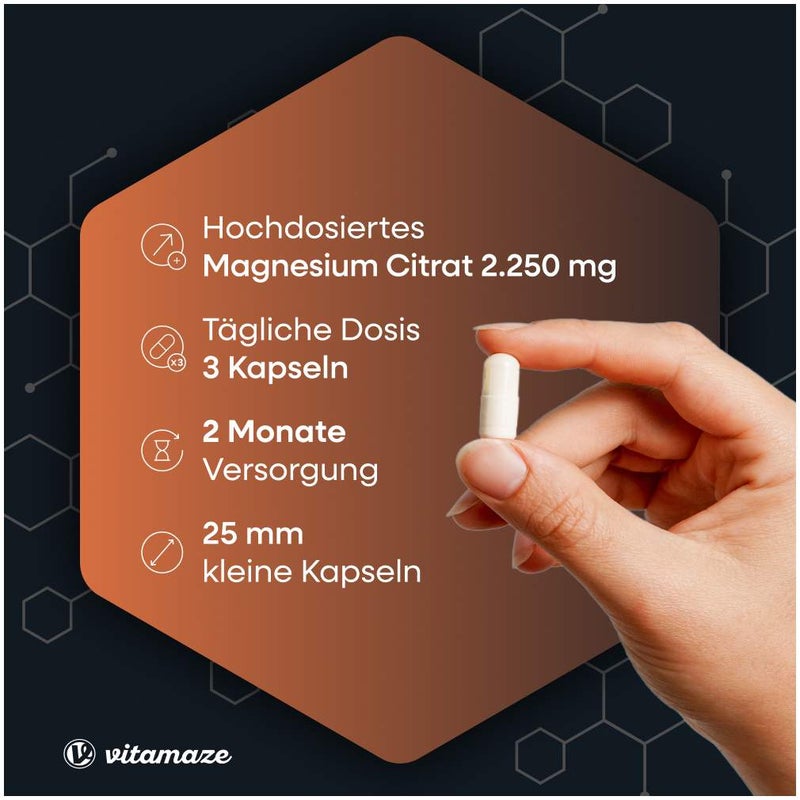 Magnesiumcitrat 360 mg Vegan 180 Kapseln