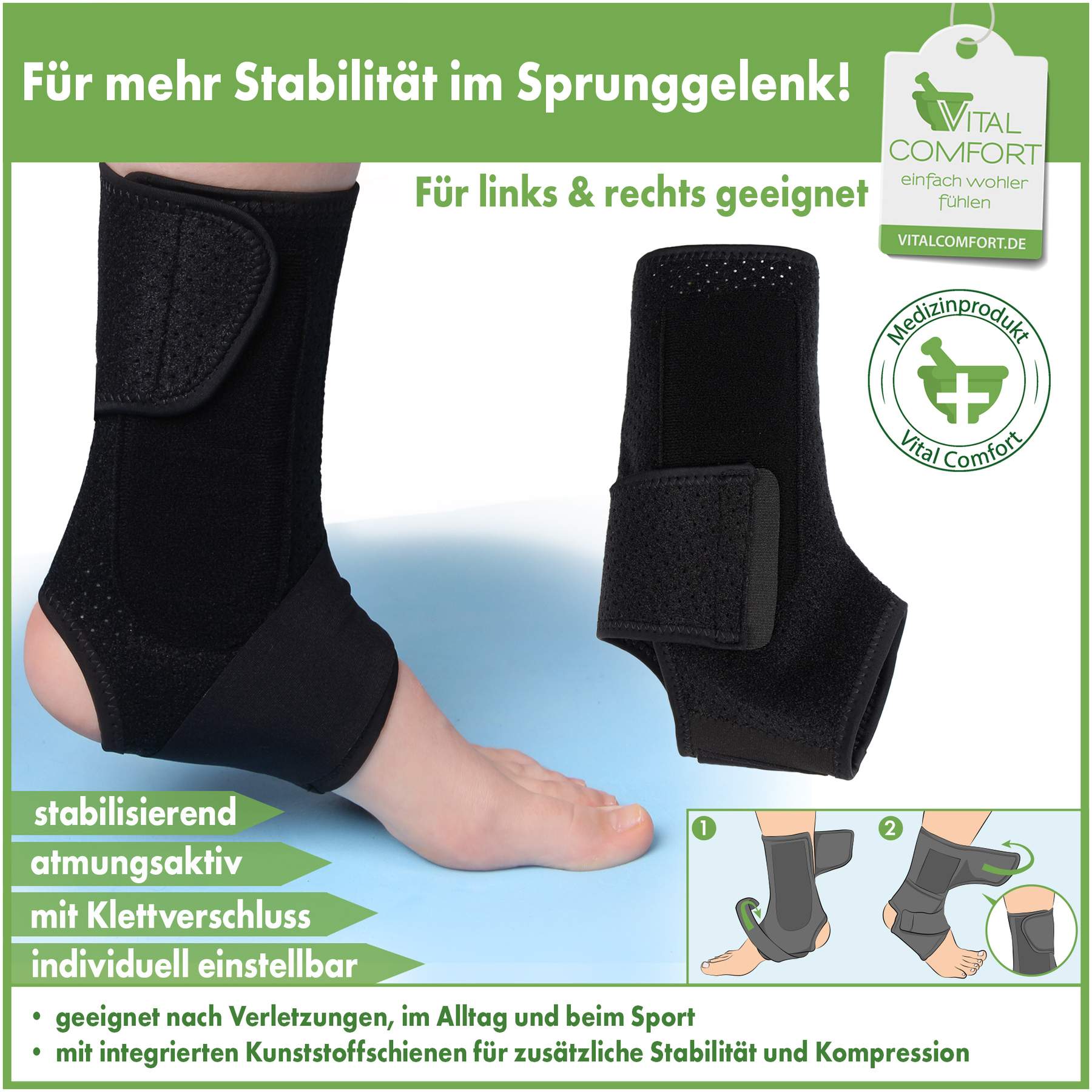 Flexitek Aktiv Knöchelbandage mit Klettverschluss, Universalgröße