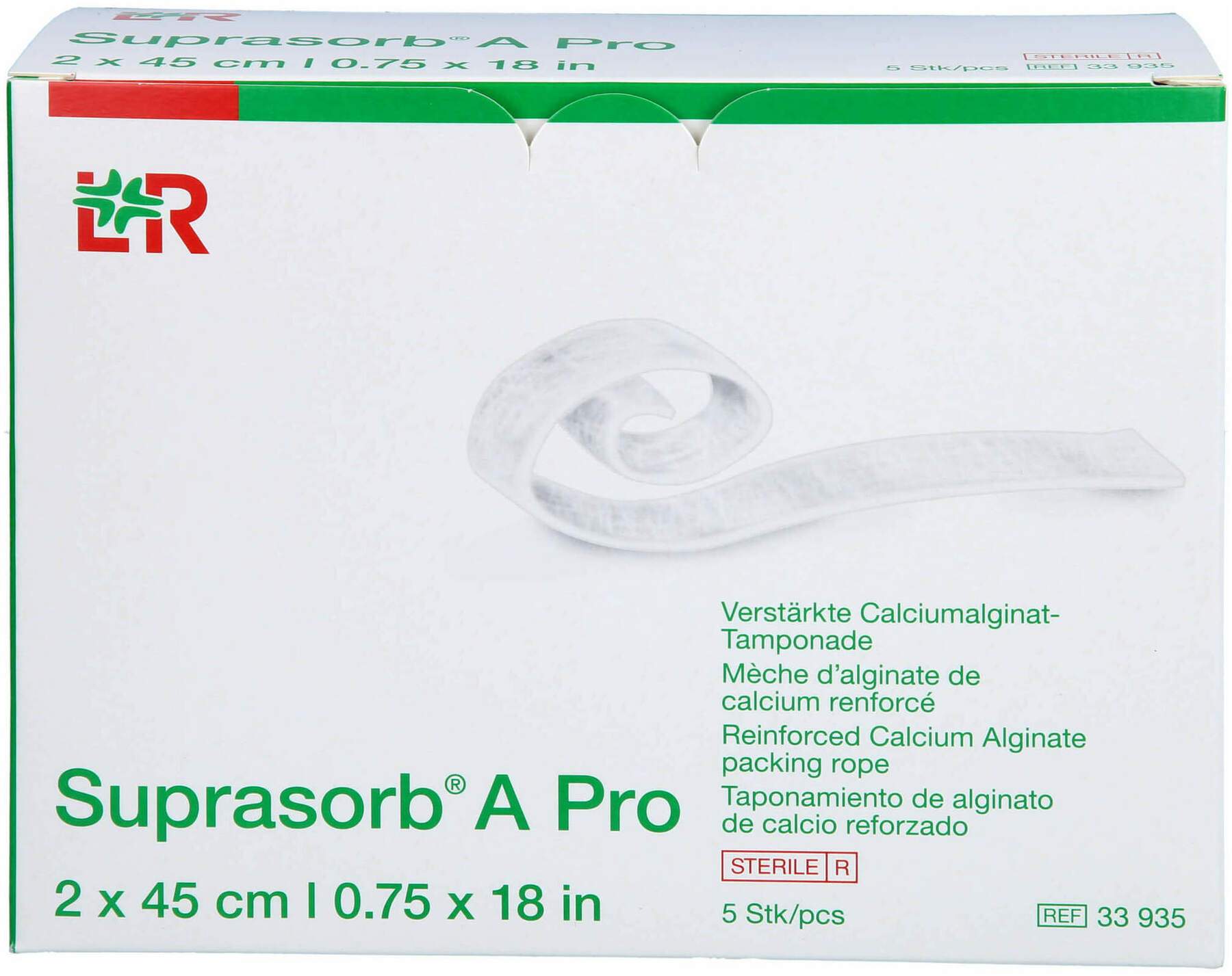 Suprasorb A Pro Calciumalginat Tamponade 2x45 cm  5 Stück
