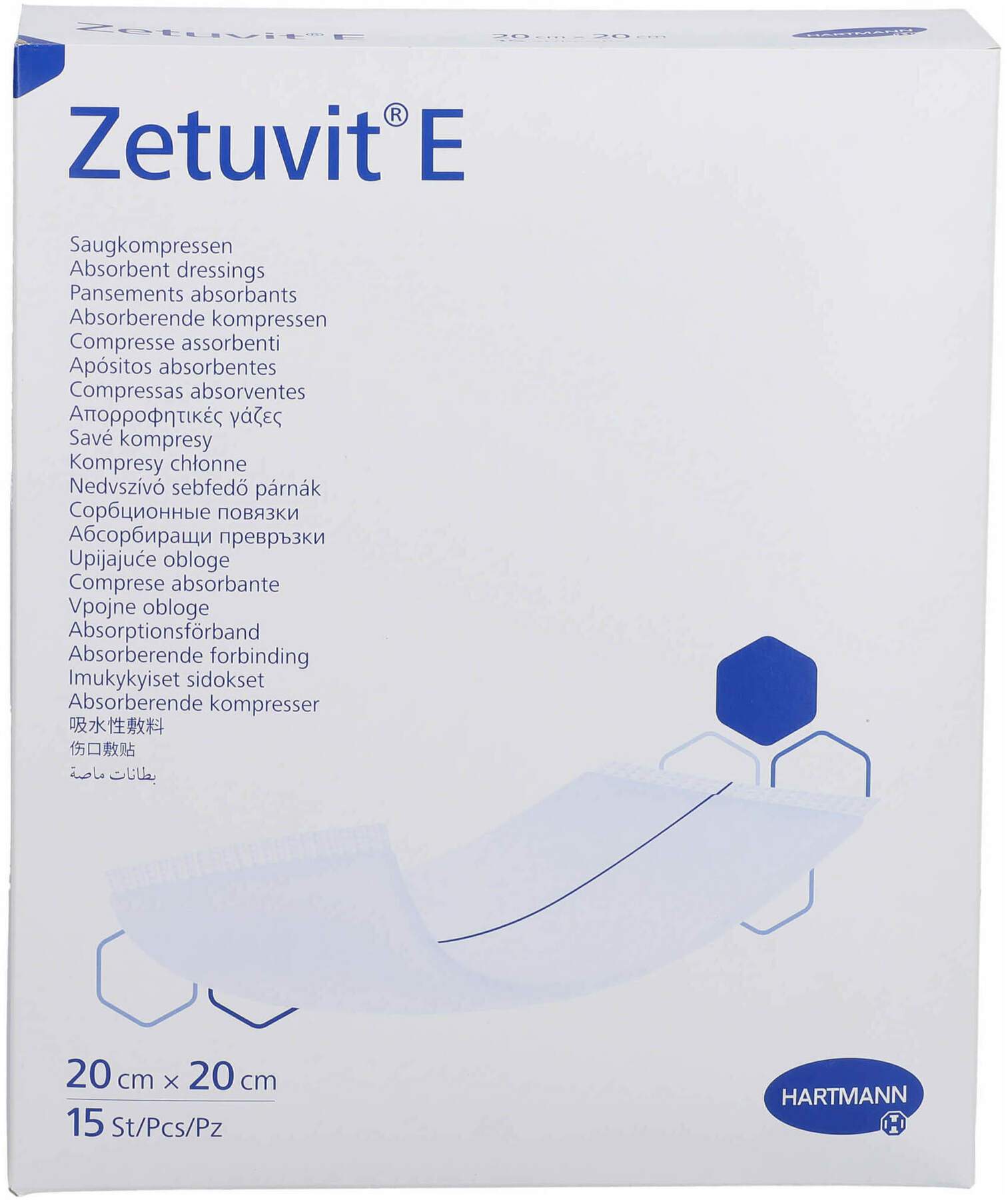 Zetuvit E Saugkompressen Steril 20 X 20 cm 15 Kompressen