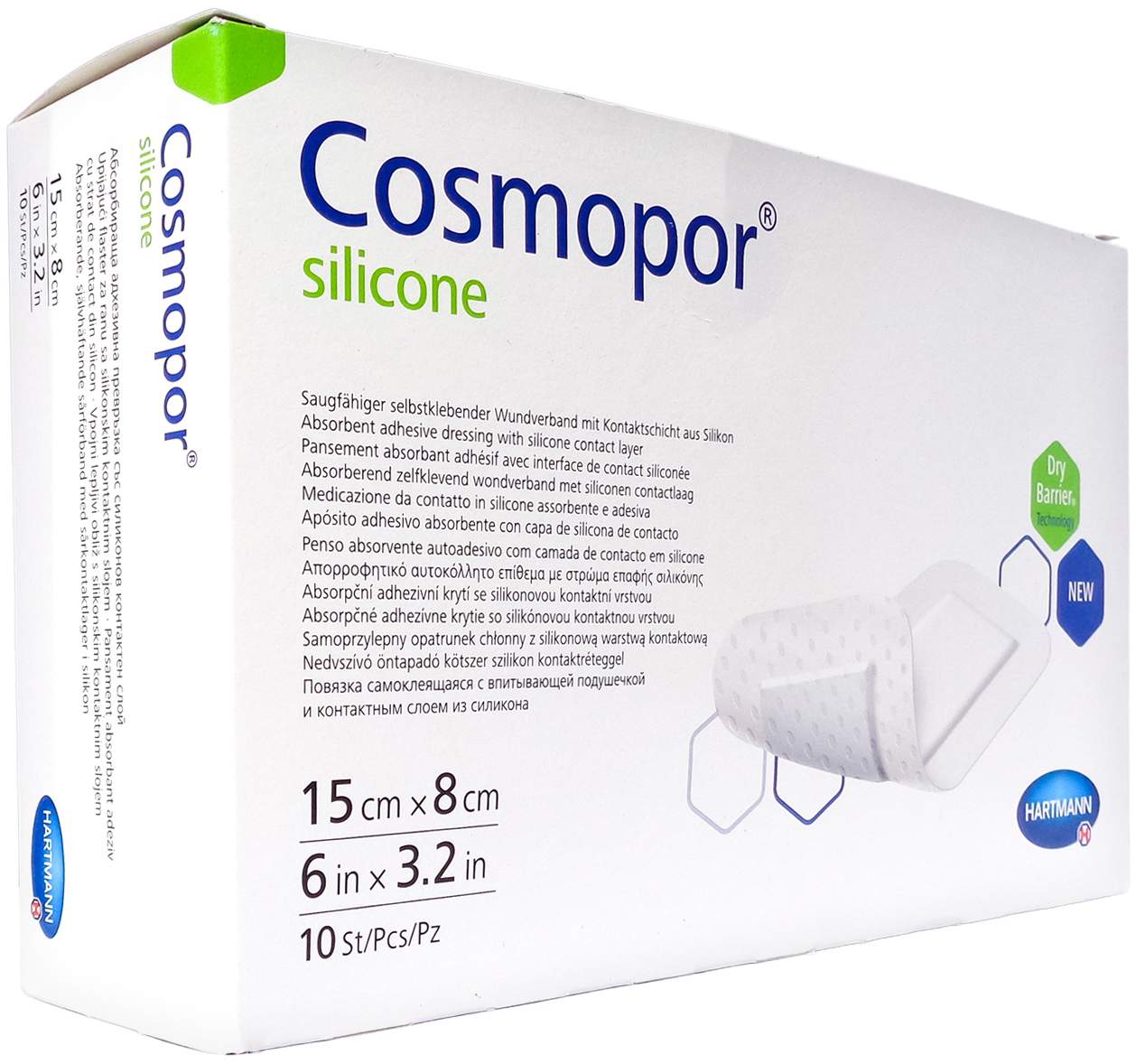 Cosmopor Silicone Wundverband 15 X 8 cm 10 Stk.