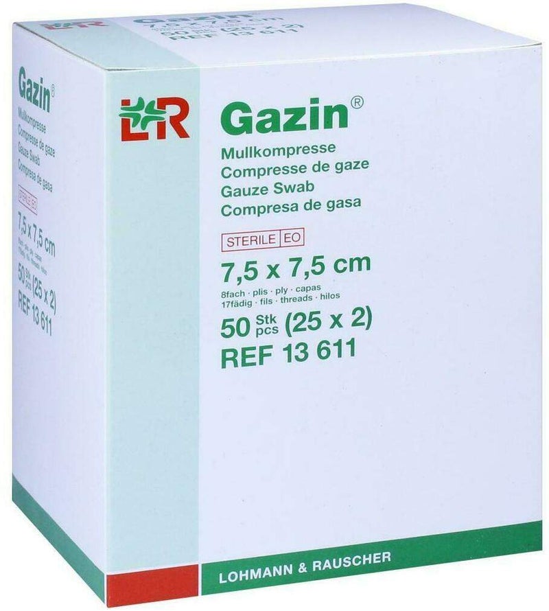 Gazin Kompressen 7,5 X 7,5 cm 8fach Steril 25 X 2 Kompressen