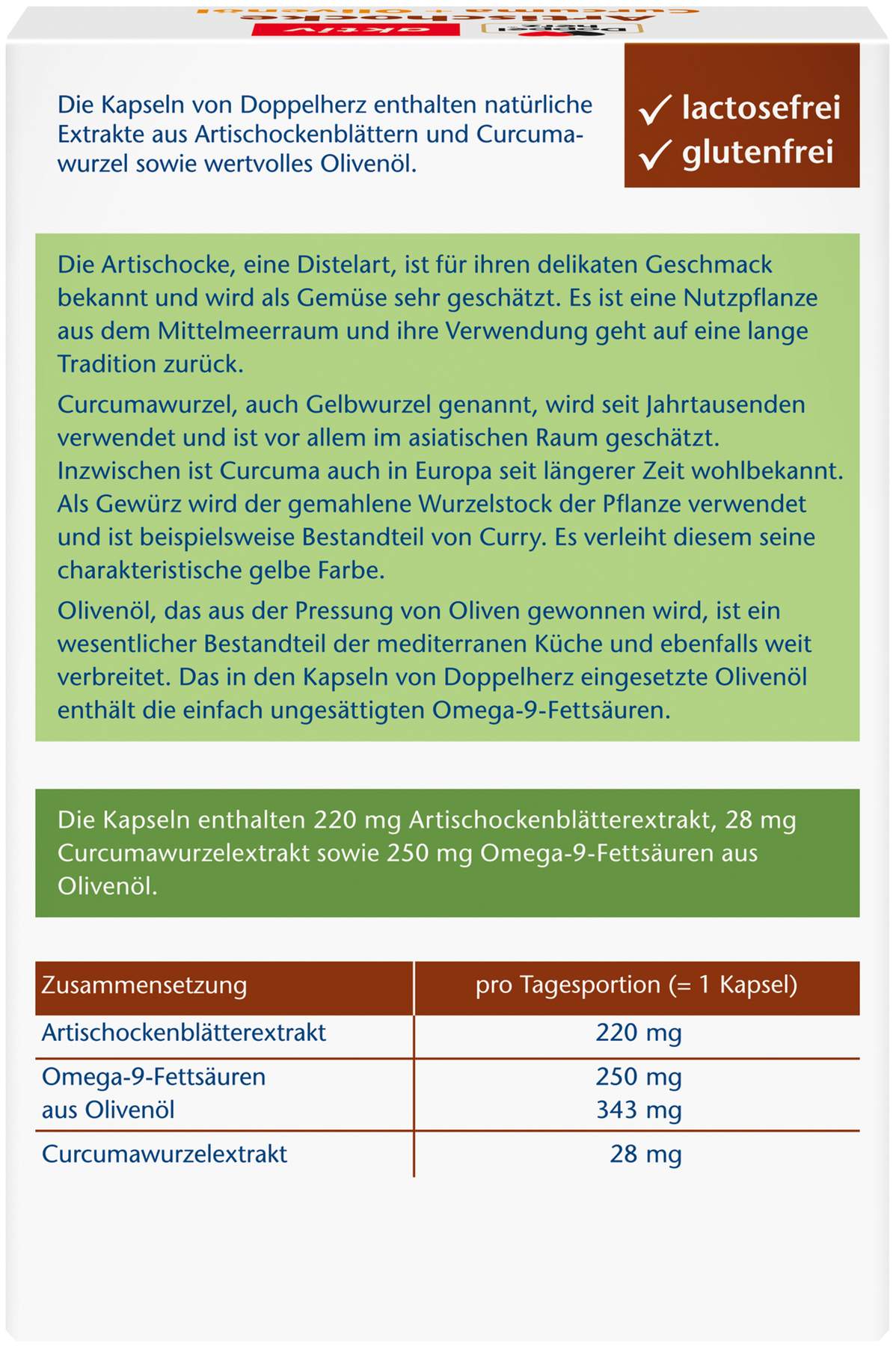 Doppelherz aktiv Artischocke + Olivenöl + Curcuma 30 Kapseln