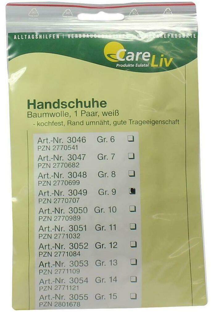 Handschuhe Baumwolle Gr. 9  1 Paar