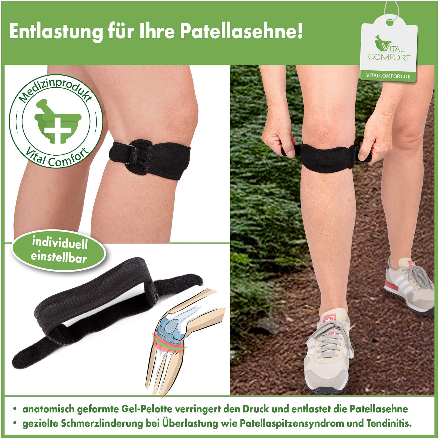 Vital Comfort Kniebandage Patellasehne 1 Stück