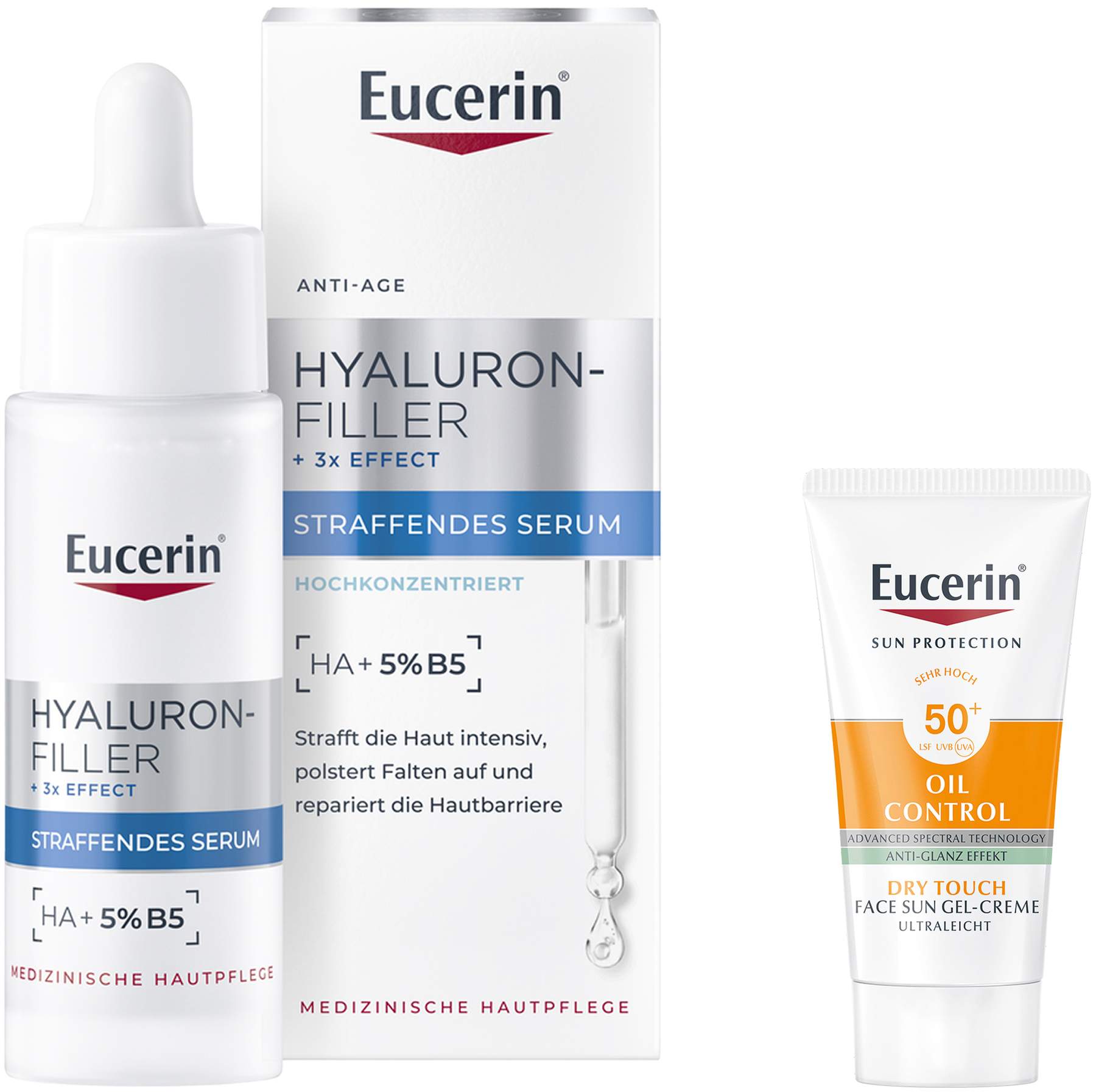 Eucerin Anti-Age Hyaluron-Filler straffendes Serum 30 ml + gratis Eucerin Sun Gel-Creme Oil Control 20 ml