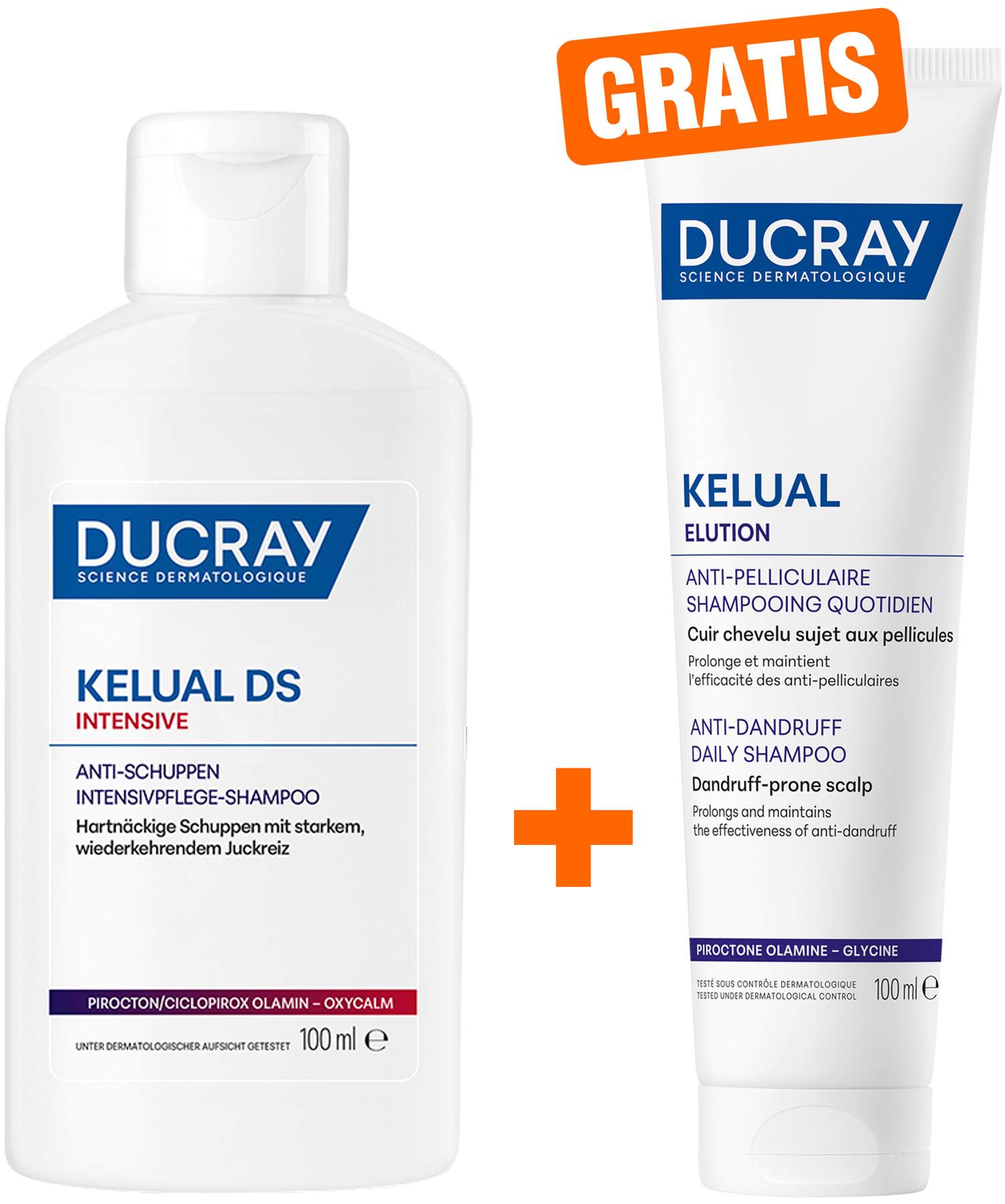 Ducray Kelual DS intensives Anti - Schuppen Shampoo 100 ml + gratis Ducray Elution Shampoo 100 ml