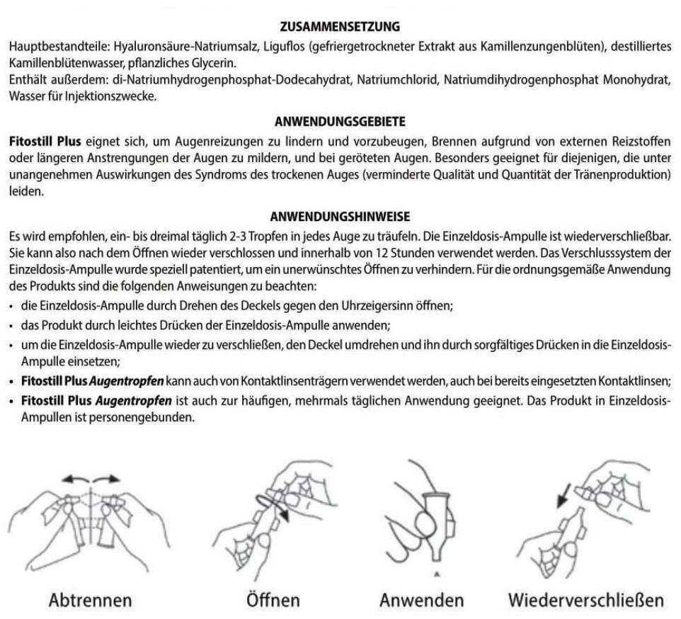 Fitostill Plus Augentropfen 10 X 0,5 ml