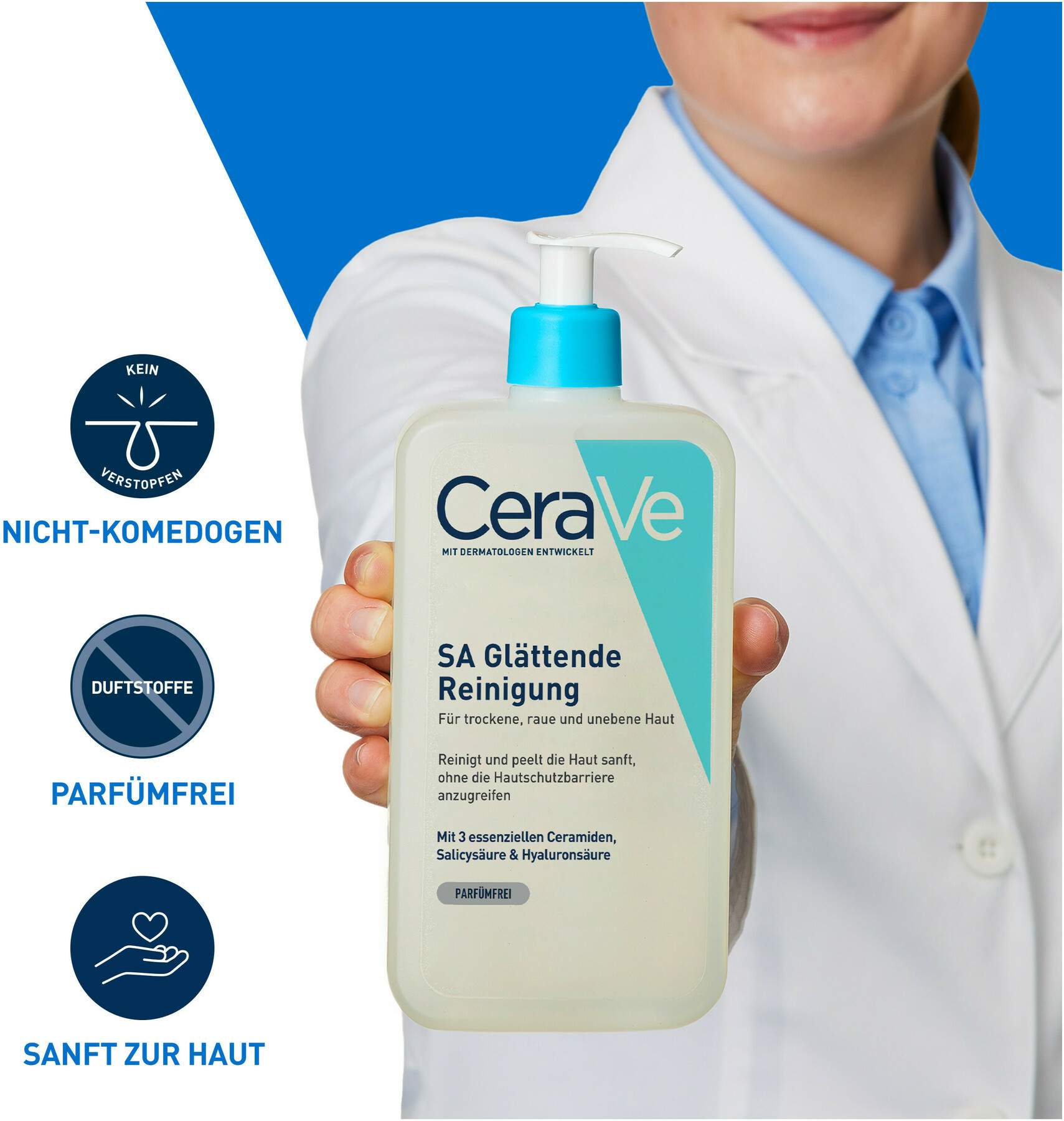 CeraVe SA Glättende Reinigung 473 ml + gratis Feuchtigkeitsspendende Reinigungslotion 20 ml