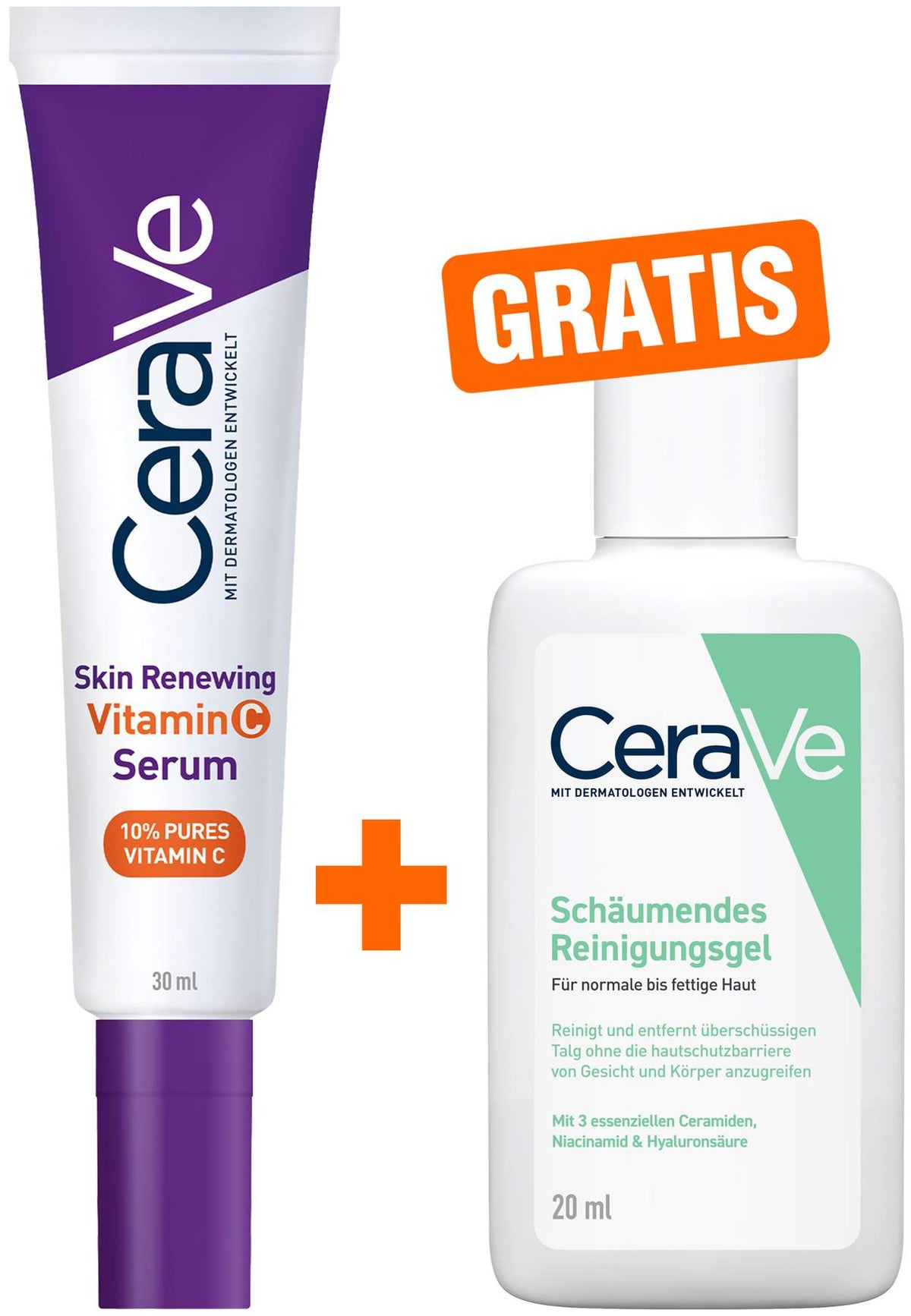 Cerave Skin Renewing Vitamin C 30 ml Serum + gratis CeraVe schäumendes Reinigungsgel 20 ml