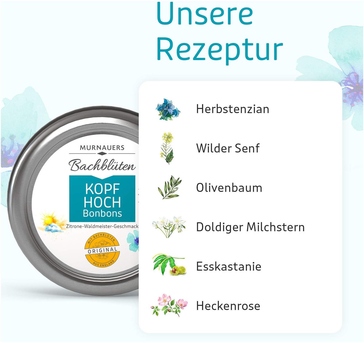 Murnauers Bachblüten Kopf Hoch Bonbons 50 g