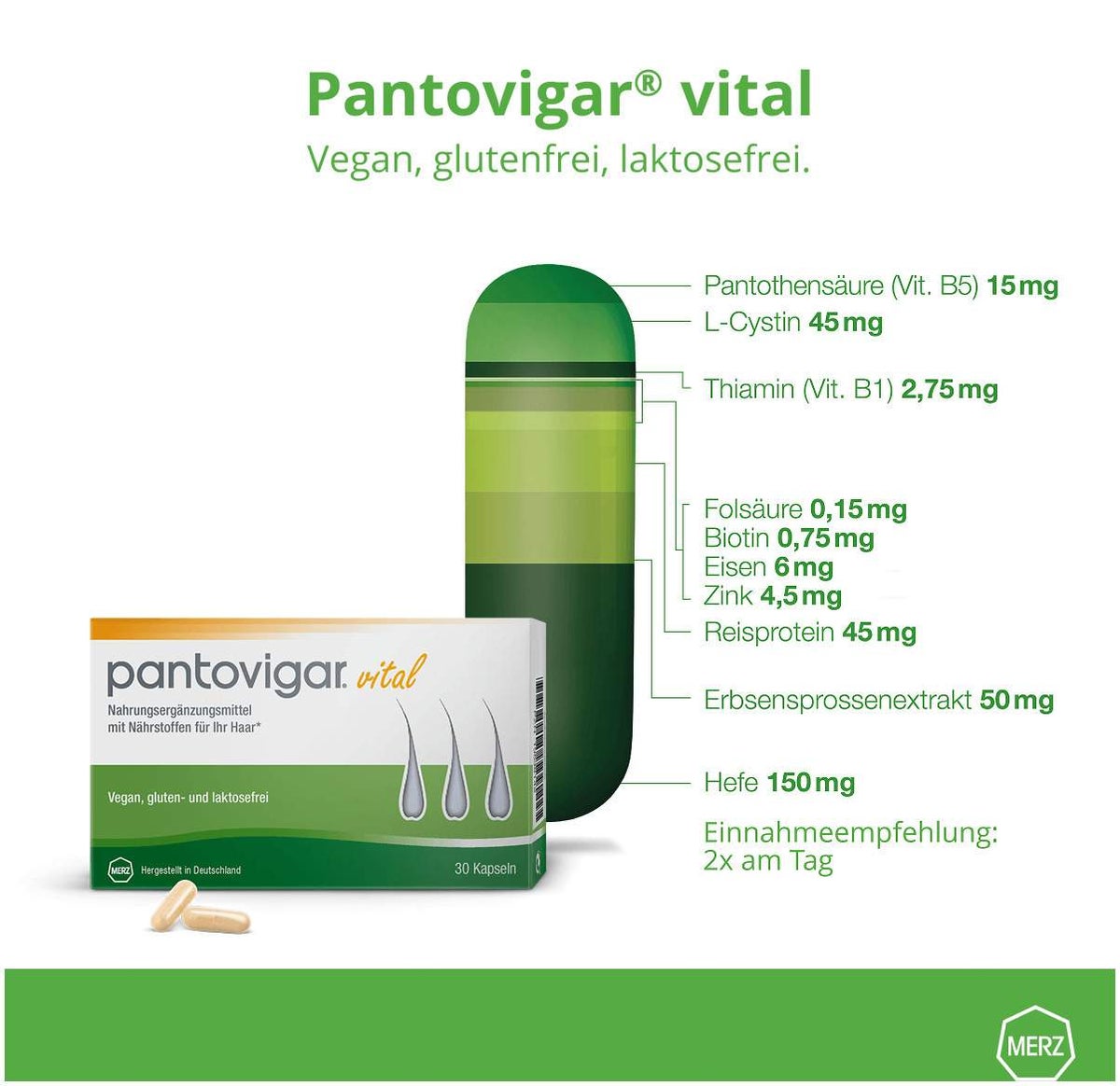 Pantovigar vital Kapseln mit Nährstoffen für die Haare 60 Kapseln