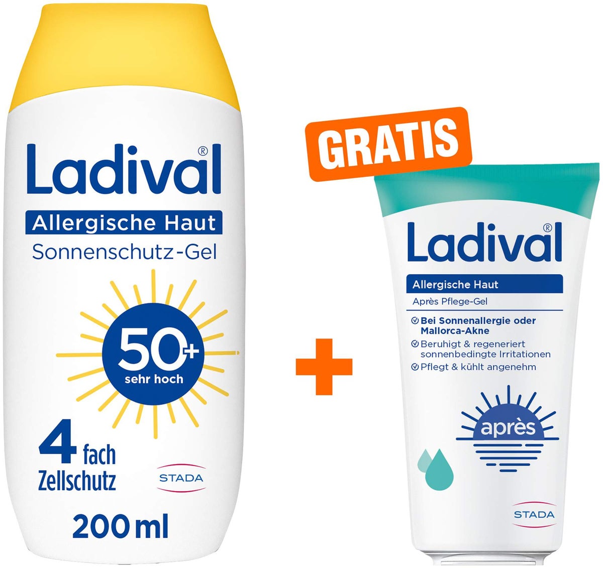 Ladival allergische Haut Sonnenschutz-Gel LSF 50+ 200 ml + gratis Ladival allergische Haut Apres Pflege Gel 50 ml